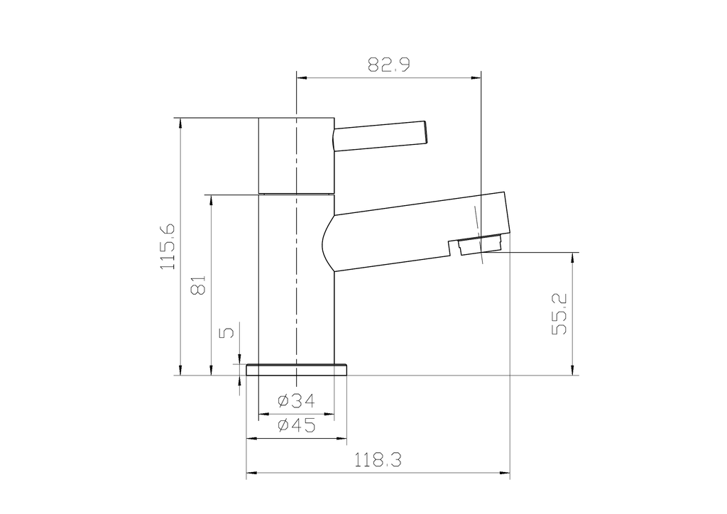 Scudo Premier Basin Taps - Chrome - technical drawing with dimensions