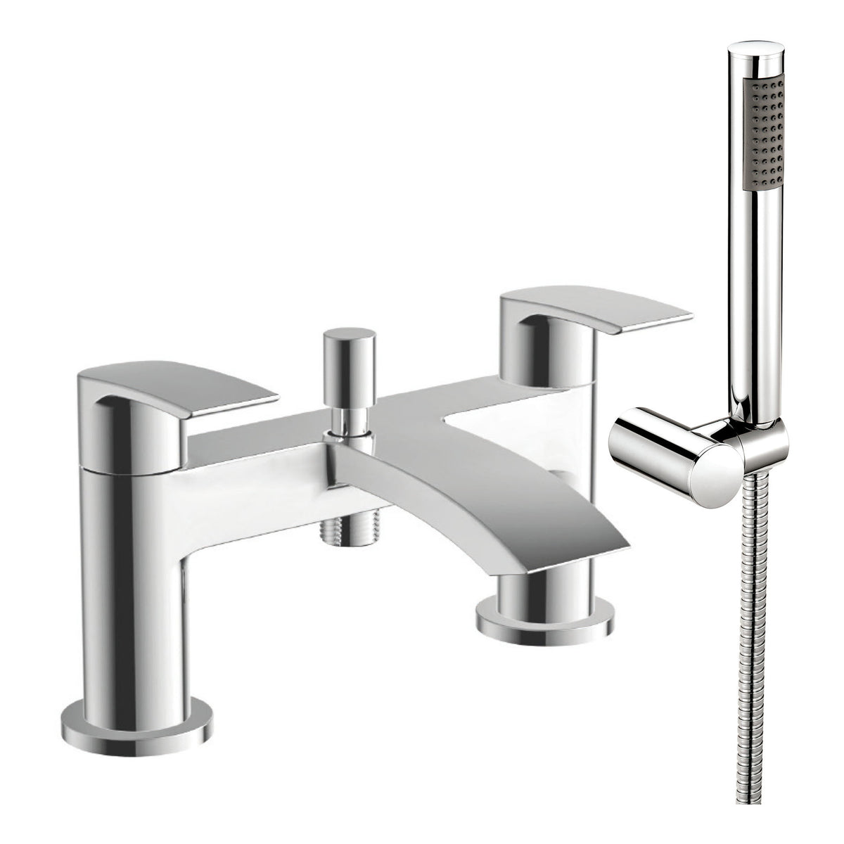 Scudo Belini Bath Shower Mixer Tap With Shower Kit And Wall Bracket, Chrome