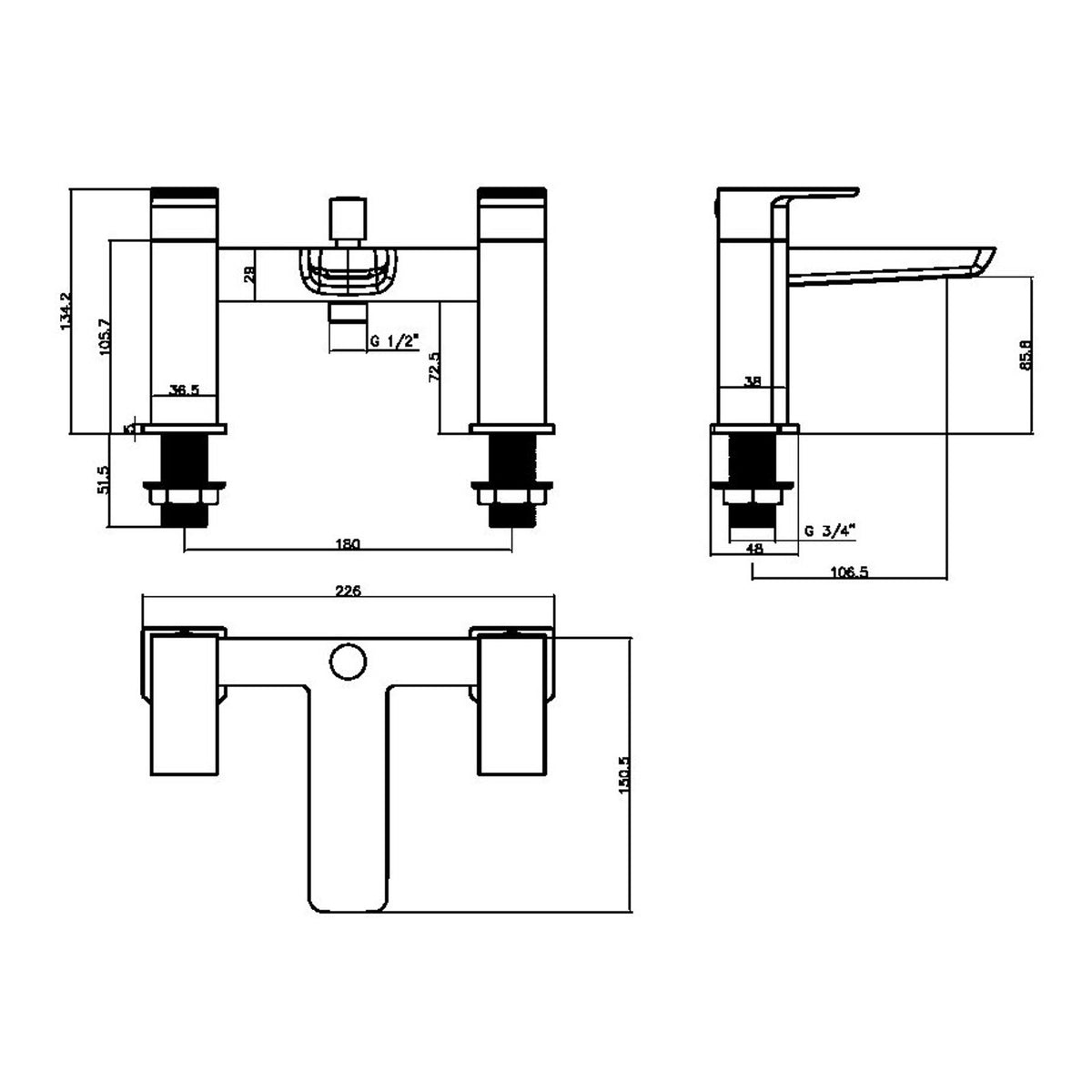Scudo Muro Bath Shower Mixer Tap