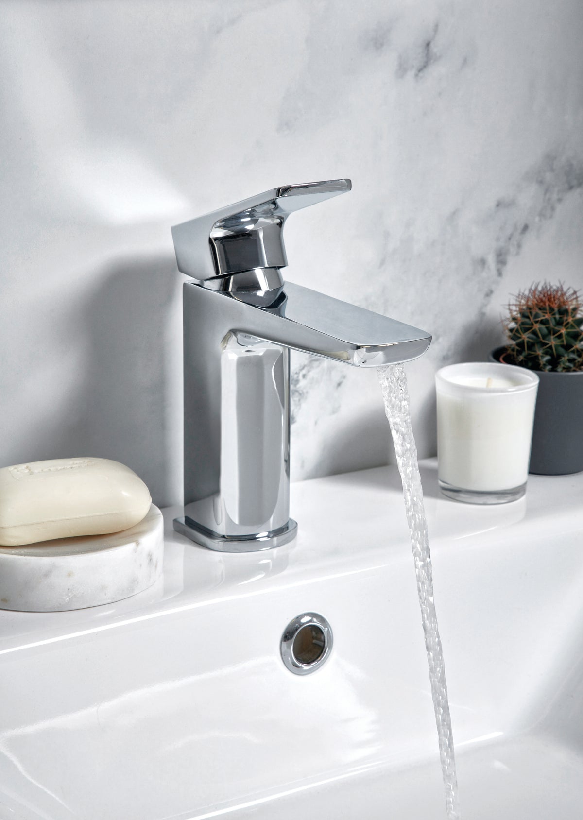 Scudo Muro Mini Mono Basin Mixer Tap With Waste - Chrome - lifestyle