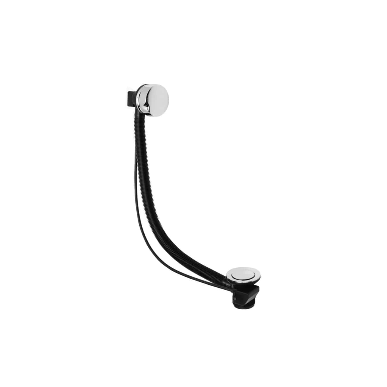 Flexible bathtub drain plug with chrome finish, suitable for modern bathroom decor, designed for easy installation and efficient drain performance.