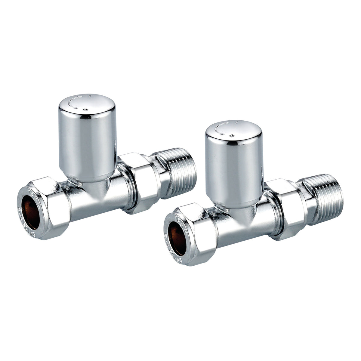 Scudo Designer Straight Towel Rail Valves Pair - Chrome