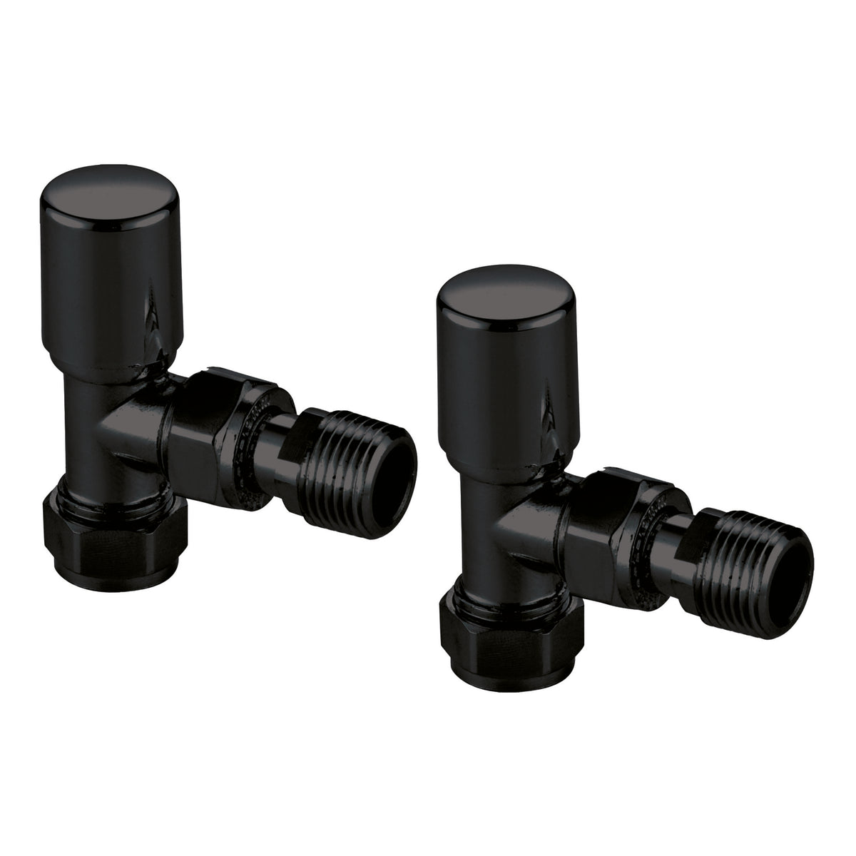 Scudo Designer Angled Towel Rail Valves Pair - Chrome, Matt Black