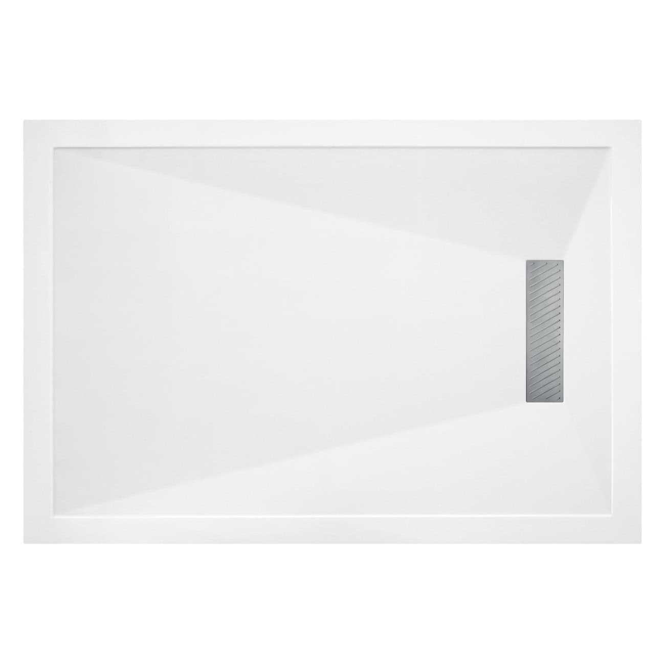 Sleek white bathroom shower tray with a modern, minimalist design and durable construction for stylish and functional bathroom upgrades. Perfect for contemporary bathroom interiors.