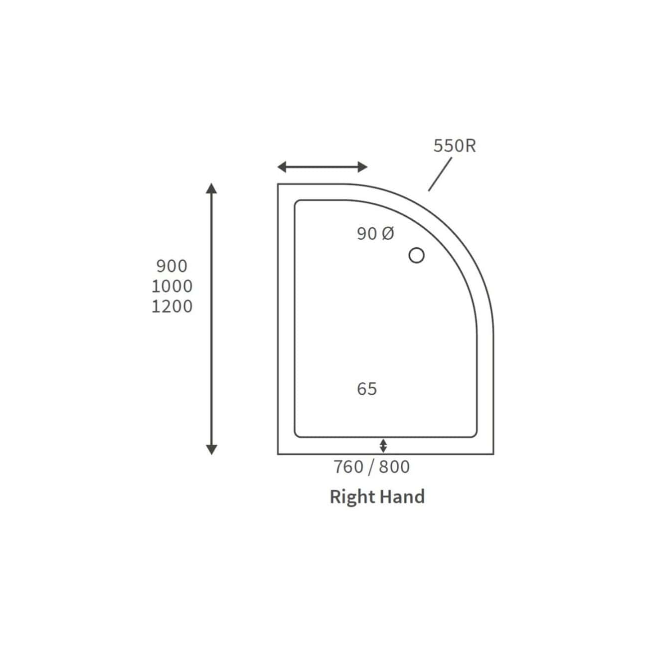 Flexible shower tray dimensions and specifications for modern bathrooms. Suitable for right hand installations with various size options, featuring detailed measurements and design features for optimal bathroom space planning.
