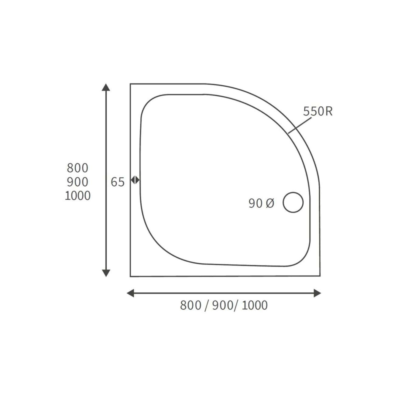 High-quality shower tray drawing with detailed dimensions, designed for optimal bathroom space planning and installation. Suitable for modern bathroom renovations and custom shower solutions.