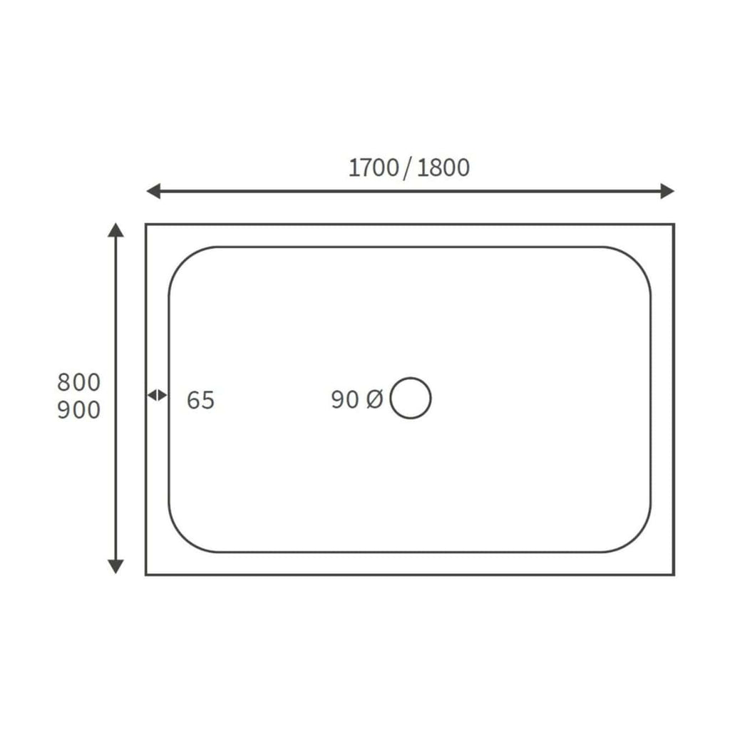 High-quality kitchen sink diagram with measurements, ideal for bathroom or kitchen renovation planning, featuring a 90mm drain hole, rounded corners, and adaptable sizes for customised bathroom design.