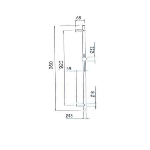 2. Technical drawing of a shower door with detailed measurements, suitable for bathroom renovation projects.
