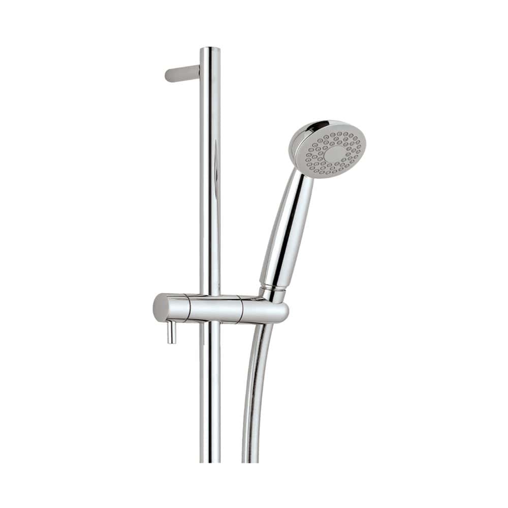 Modern chrome handheld shower and rail system for luxurious bathroom bathrooms and shower rooms. Perfect for stylish, functional Bubly Bathrooms installations.