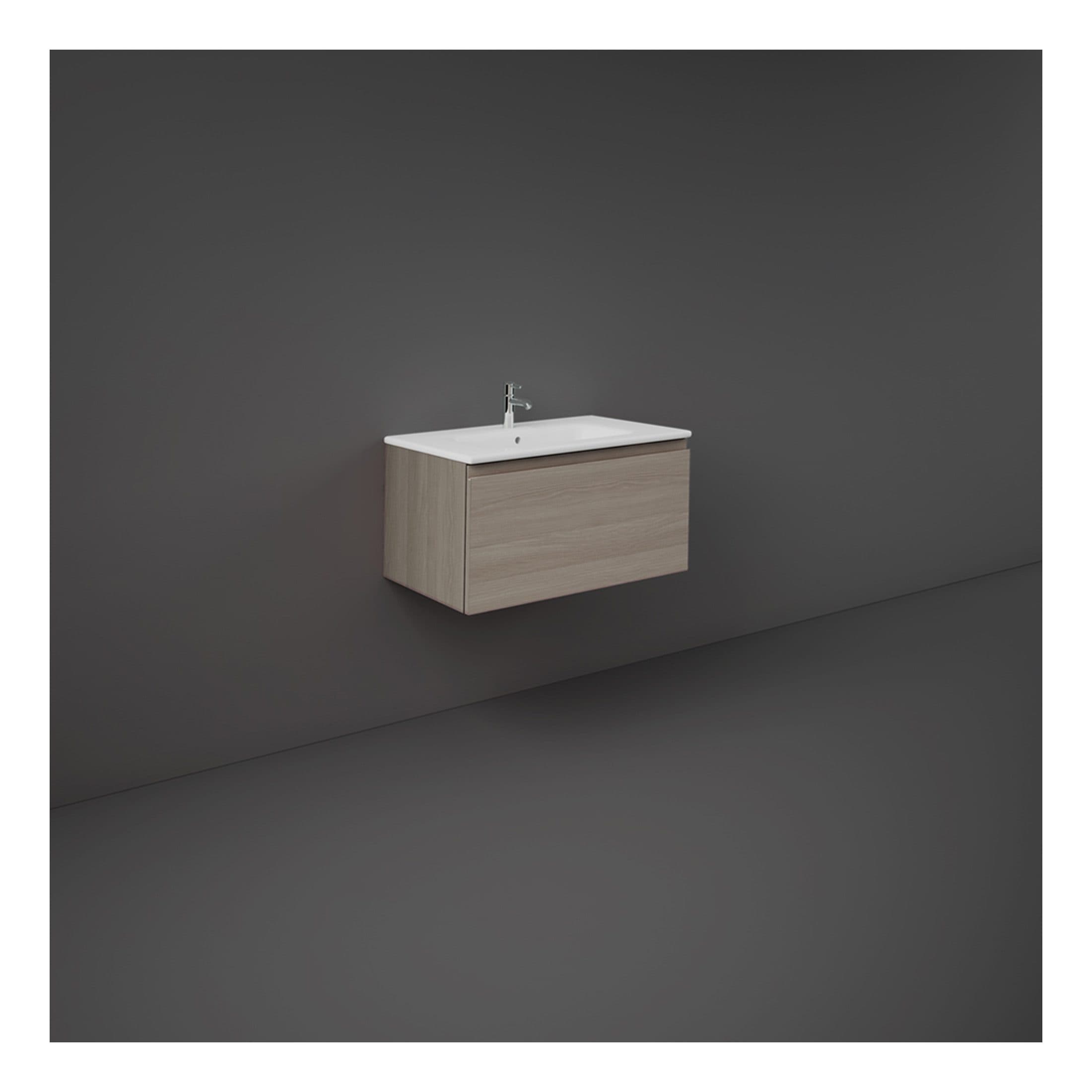 Modern wall-mounted bathroom vanity with integrated sink and sleek wood finish, ideal for contemporary bathrooms and space-saving designs.