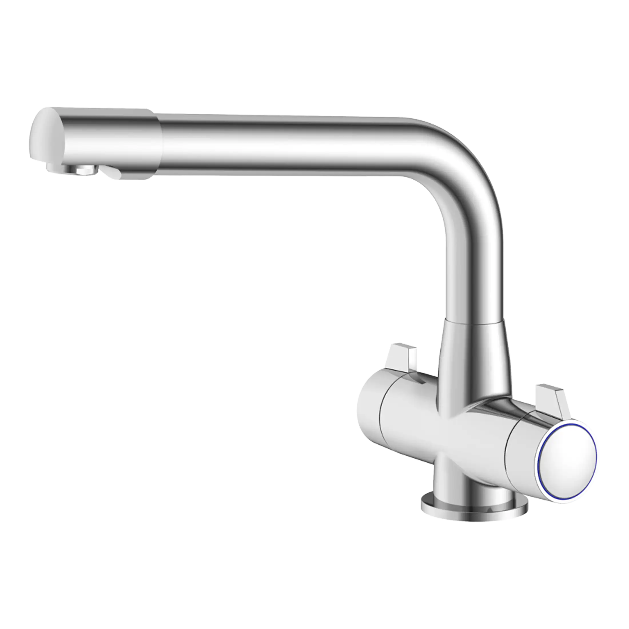 Modern stainless steel kitchen tap with sleek design and single lever for easy water control.