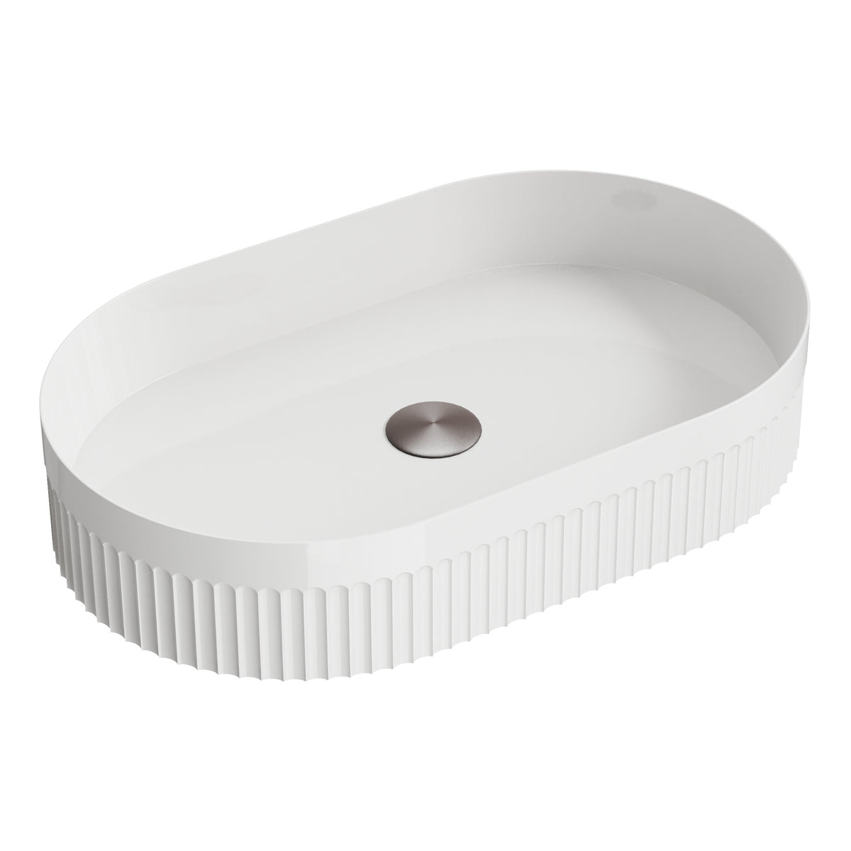 Scudo Fluted Gloss White Countertop Basin – 575×360×116mm