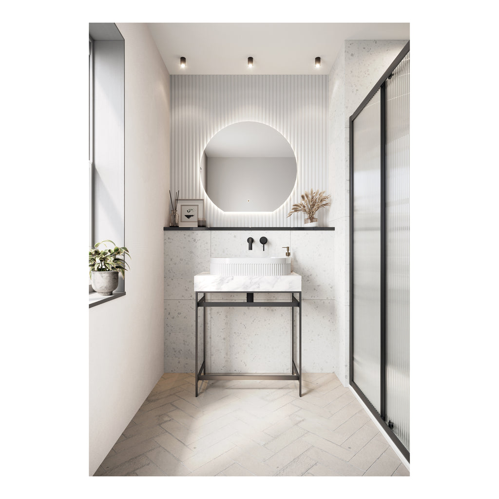 Scudo Fluted 360mm Round Countertop Basin - lifestyle