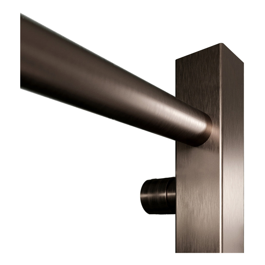 Scudo Vibe Vertical Designer Heated Towel Rail - Brushed Bronze bar and upright detail