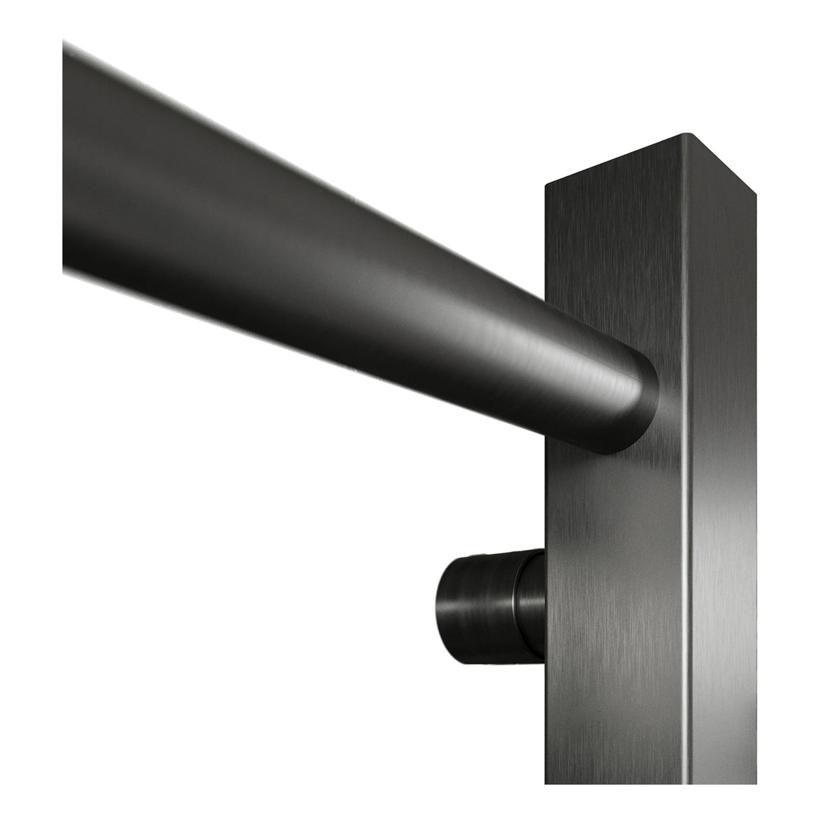 Scudo Vibe Vertical Designer Heated Towel Rail - Gunmetal bar and upright detail
