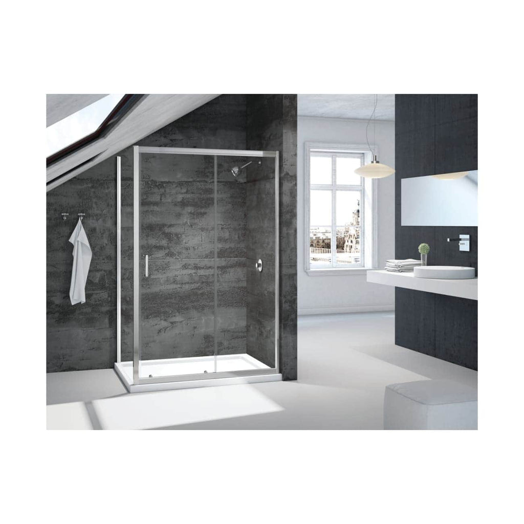 Sleek glass shower enclosure with modern design in a contemporary bathroom featuring concrete walls and large window. Perfect for stylish and functional bathroom renovations.