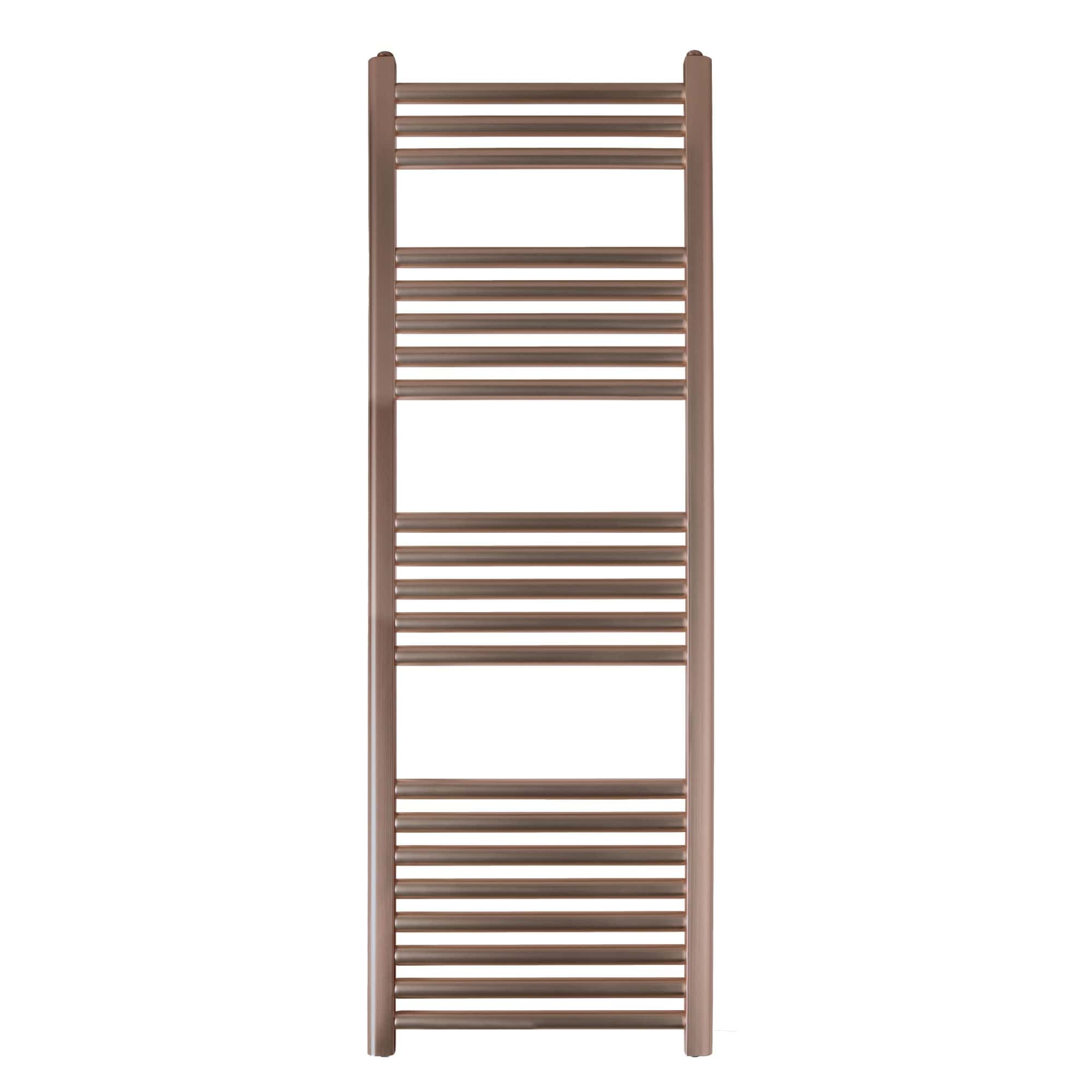 Rust brown heated towel rail, modern bathroom radiator, wall-mounted towel warmer, high-quality vertical towel rail for bathrooms and spas. Suitable for all bathroom designs and heating needs.