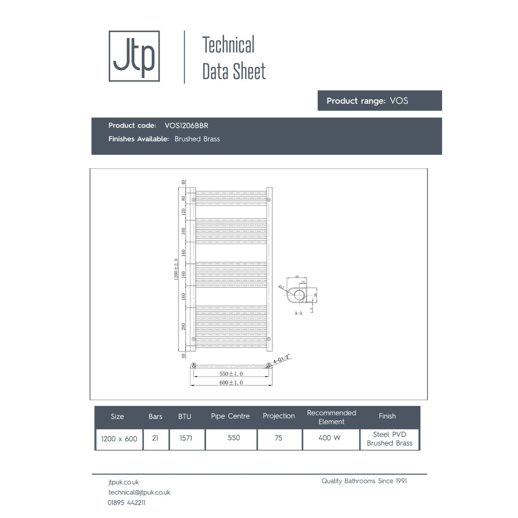High-quality brushed brass heated towel rail in modern bathroom design, ideal for luxury home decor and effective towel drying. Perfect addition for stylish and functional bathrooms.