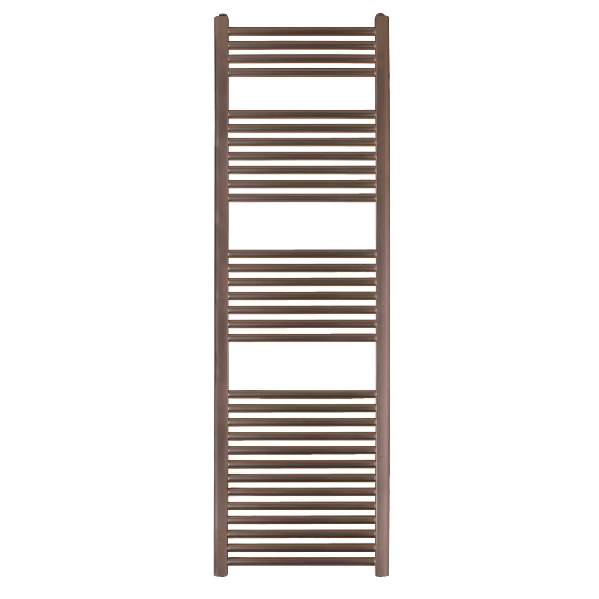 Wooden heated towel rail, contemporary towel radiator for bathrooms, brown finish, wall-mounted design, ideal for drying and warming towels, available at Bubly Bathrooms.