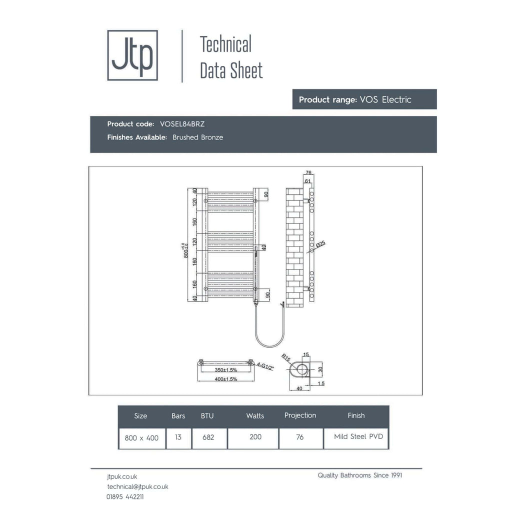 High-quality modern bathroom radiator with brushed bronze finish, featuring multiple bars and efficient heating, ideal for contemporary bathroom decor.