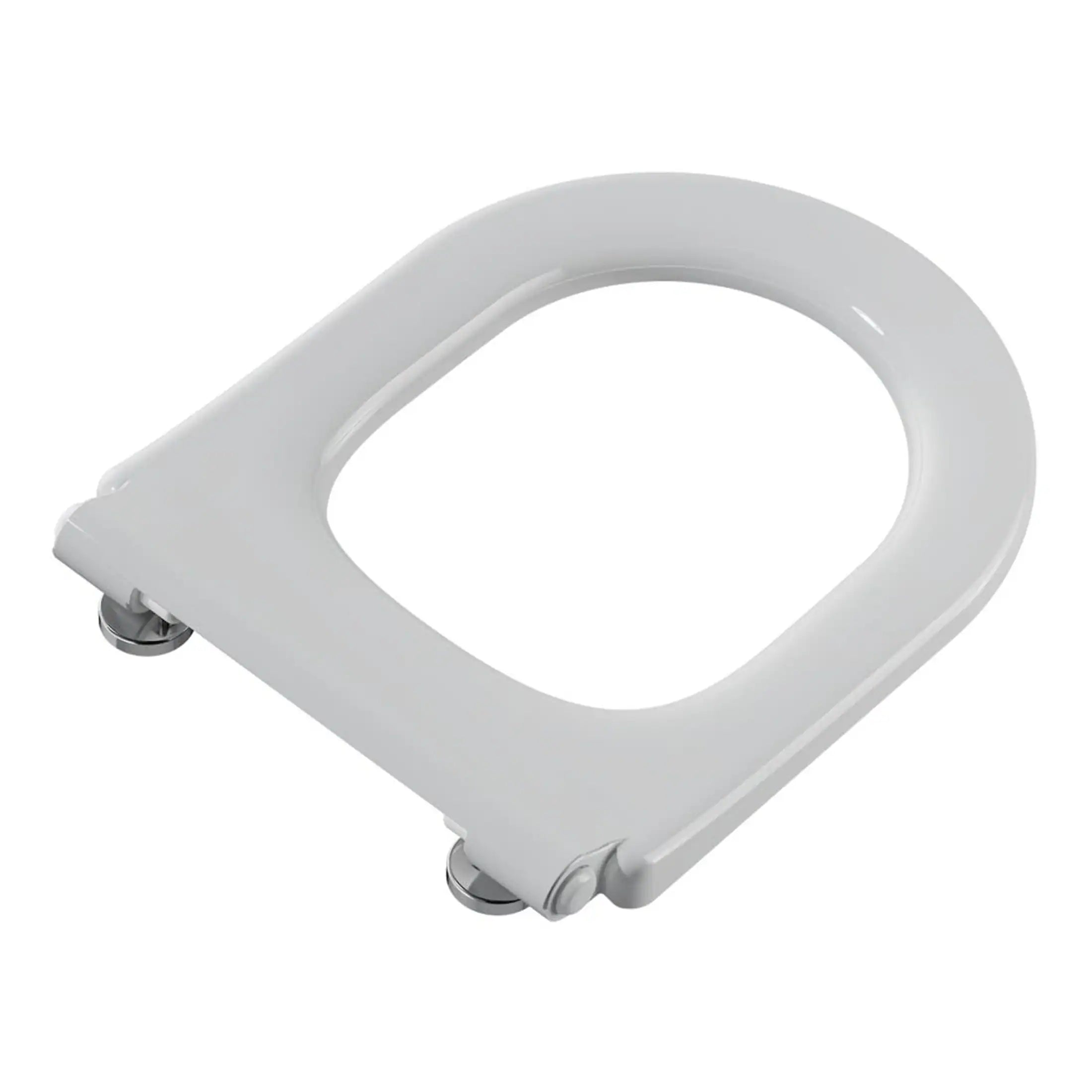 Lightweight white toilet seat with soft-close hinges, designed for comfort and durability, ideal for modern bathrooms. Suitable for easy installation and hygienic use.