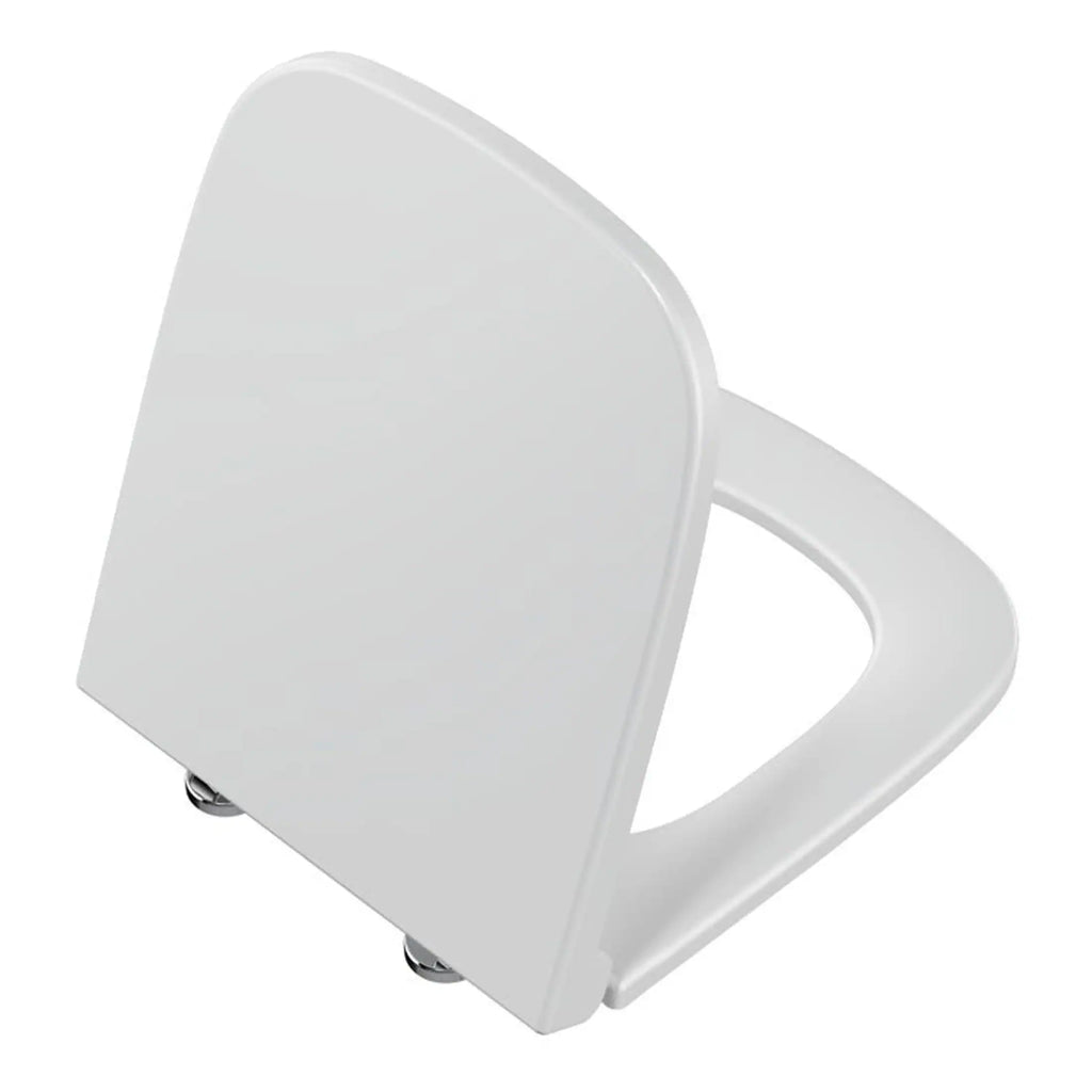 Floor-mounted white toilet with a modern design, ideal for contemporary bathrooms, featuring soft-close seat and efficient flushing system, perfect for residential or commercial plumbing.