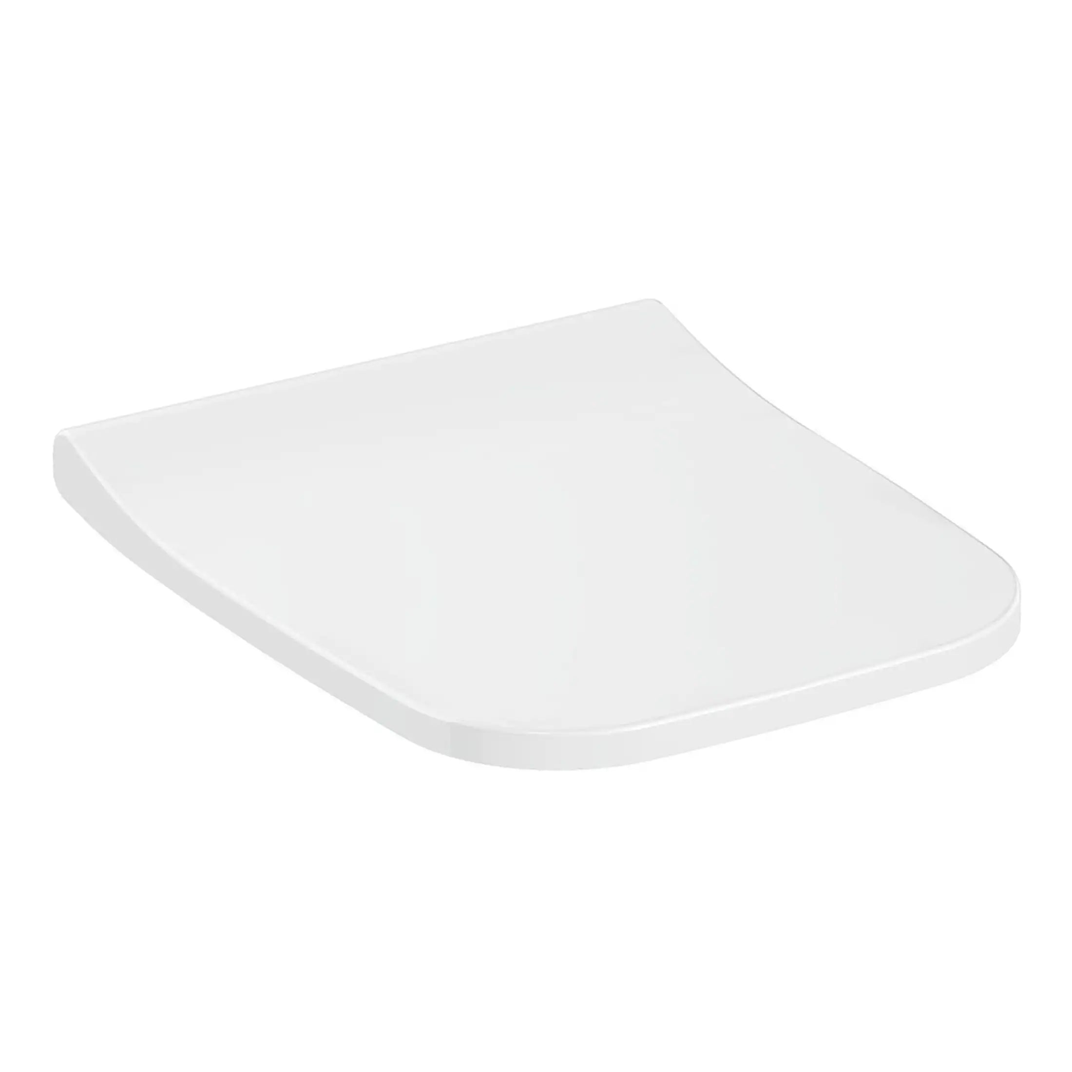 White modern toilet seat with soft-close lid, suitable for contemporary bathroom design and durable ceramic finish.