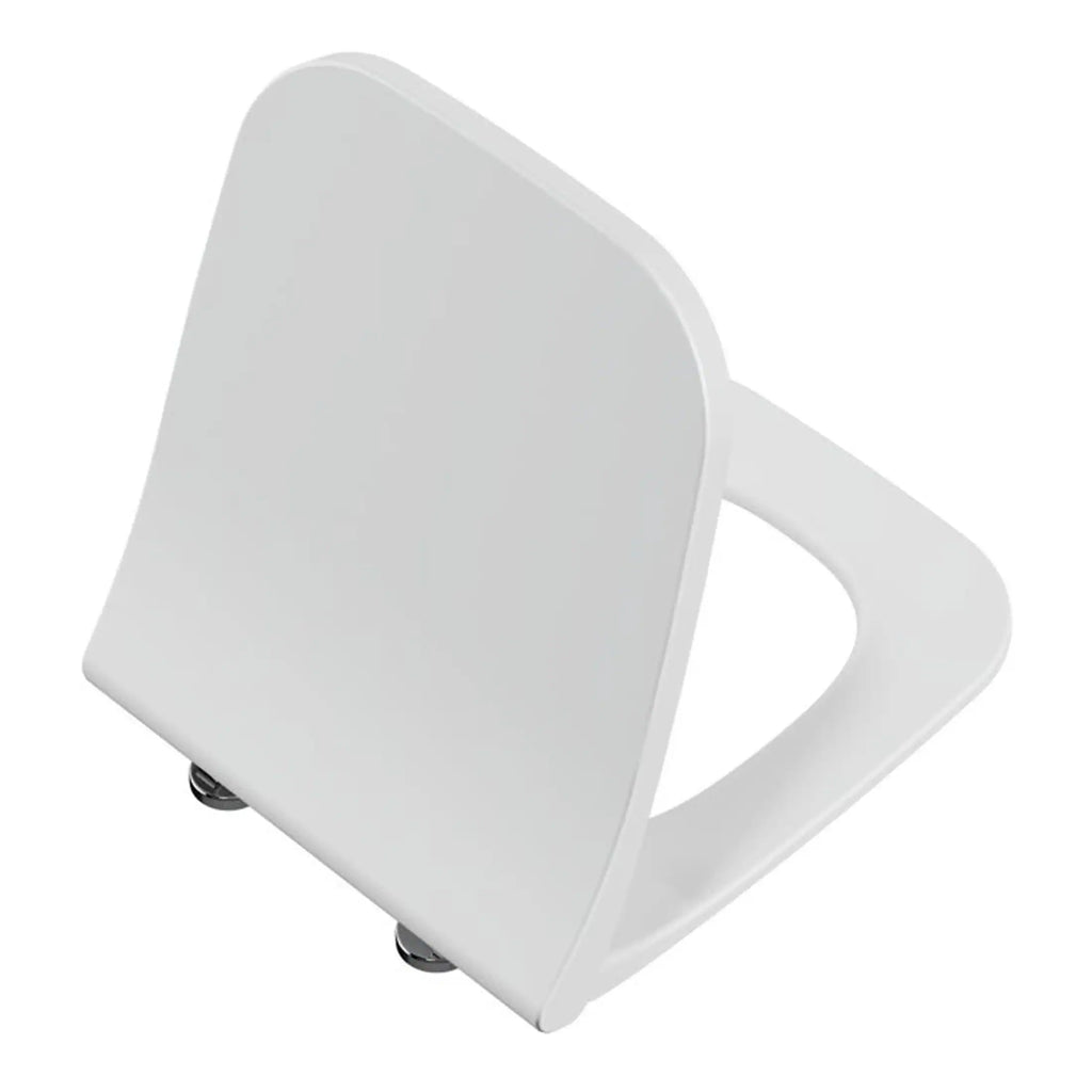 Raised white toilet seat with secure fitting, ideal for bathroom comfort and accessibility. Perfect for replacing or upgrading your existing toilet seat for enhanced hygiene and ease of use.