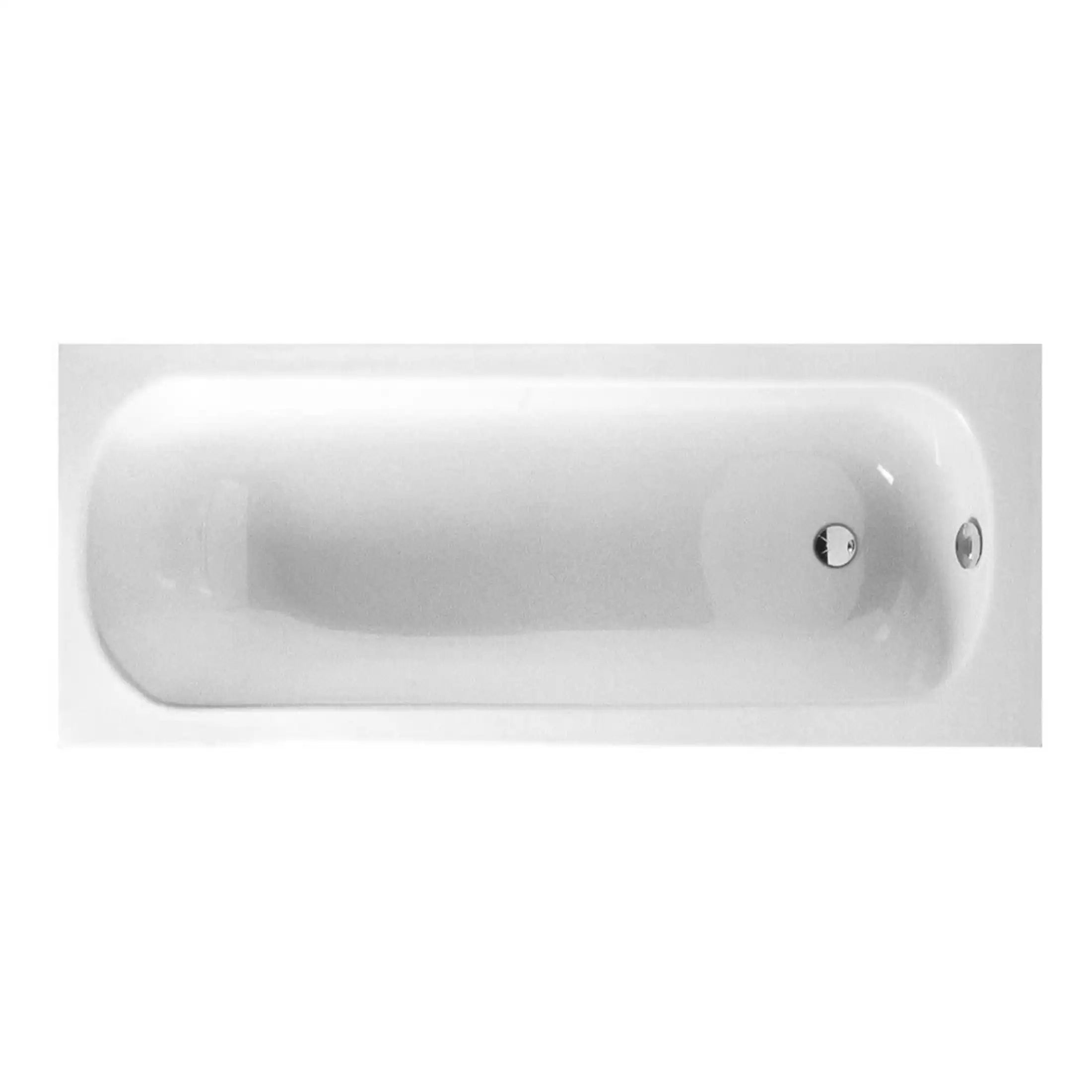 Bathroom bathtub with modern design, built-in overflow drain and sleek white finish. Perfect for relaxing baths in contemporary bathrooms focused on style and functionality.