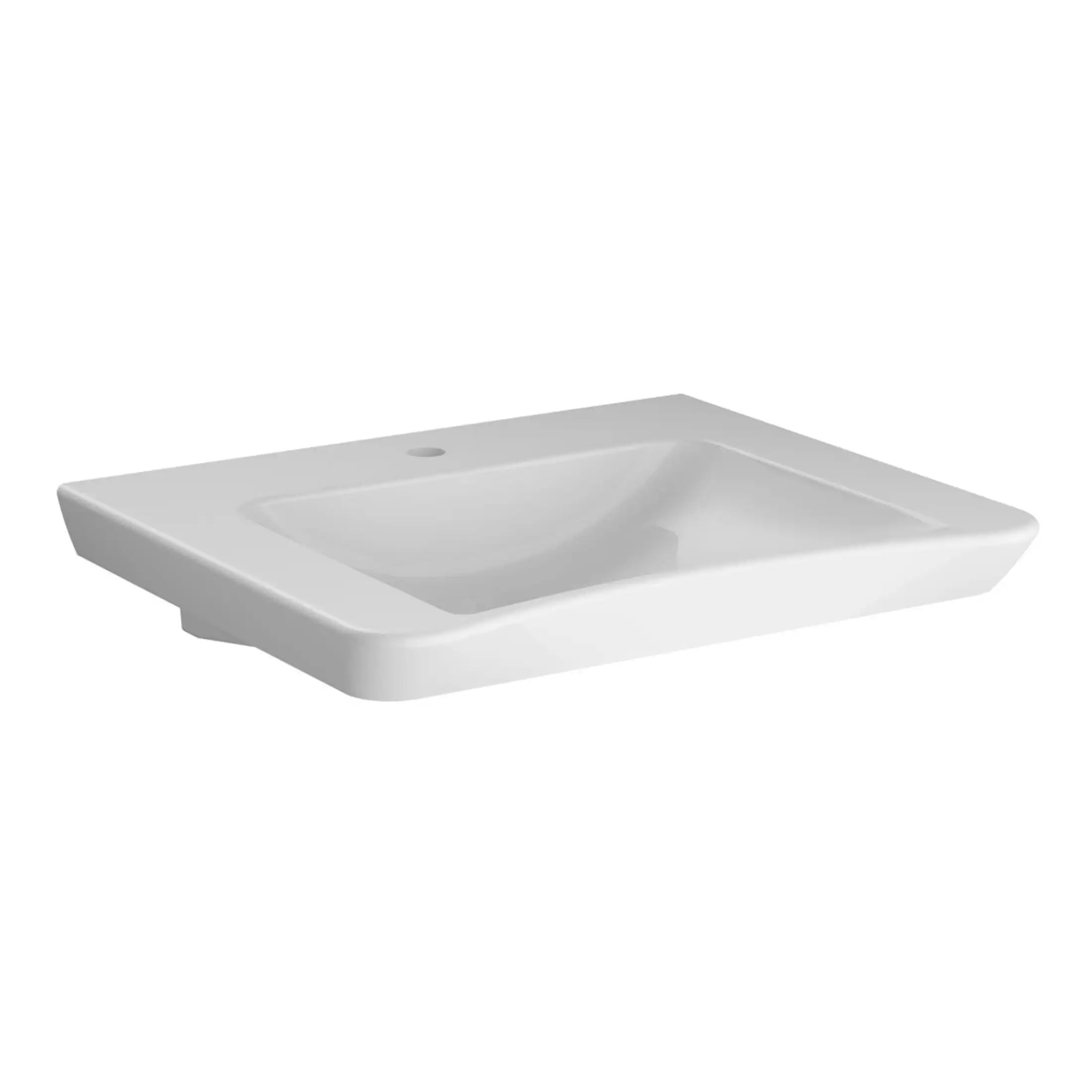 Sleek white bathroom sink with modern rectangular design and integrated overflow, ideal for contemporary bathroom upgrades.