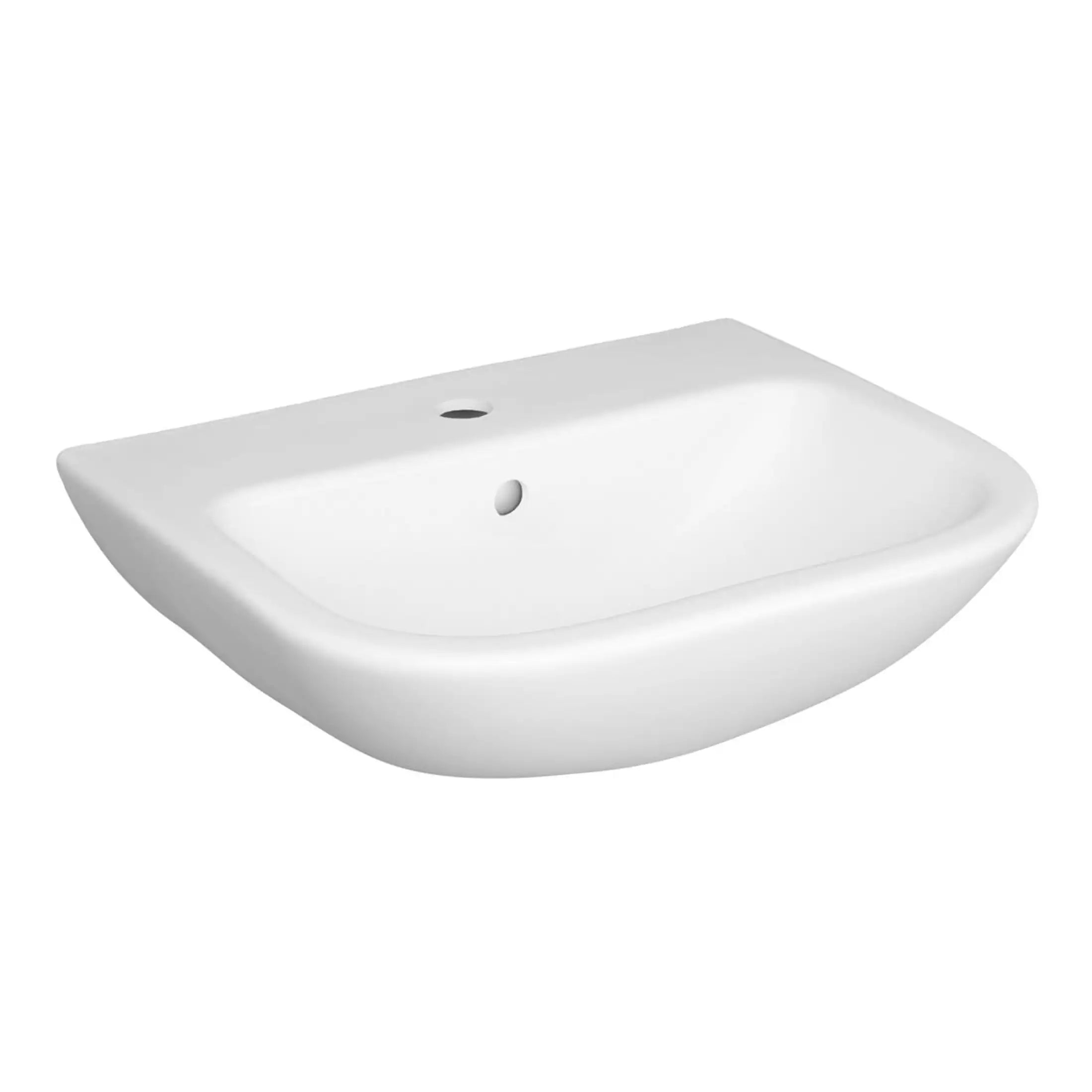 Chrome White Ceramic Wall-Mounted Bathroom Sink with Modern Design and Easy Installation, Ideal for Elegant and Functional Bathroom Spaces.