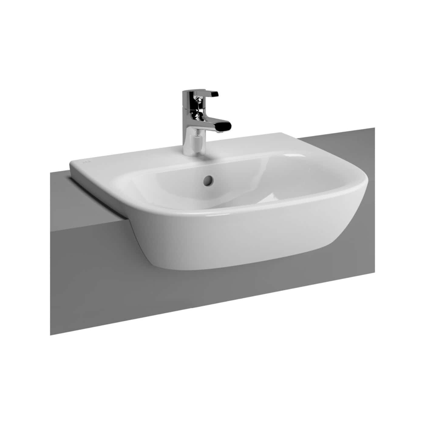 Sleek white wall-mounted bathroom basin with modern chrome tap for contemporary bathroom aesthetics.
