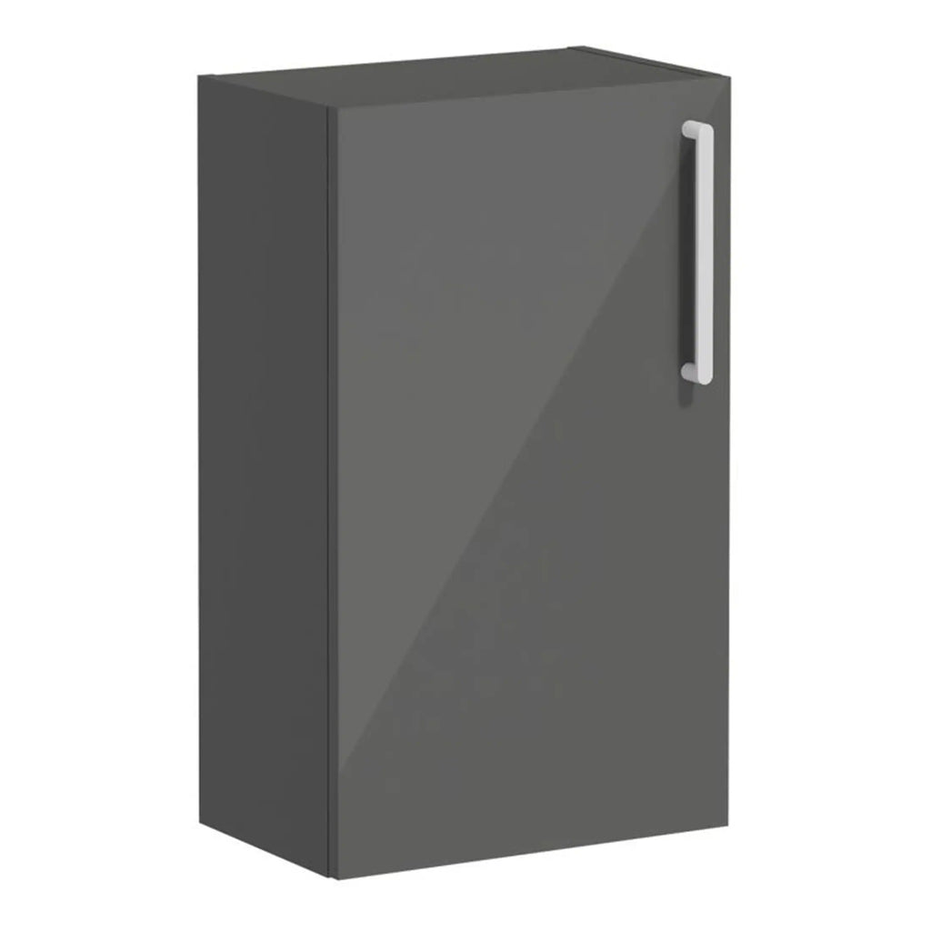 Stainless steel bathroom cabinet with sleek handle, ideal for modern bathrooms and storage solutions. Durable and stylish furniture piece for bathroom organisation.