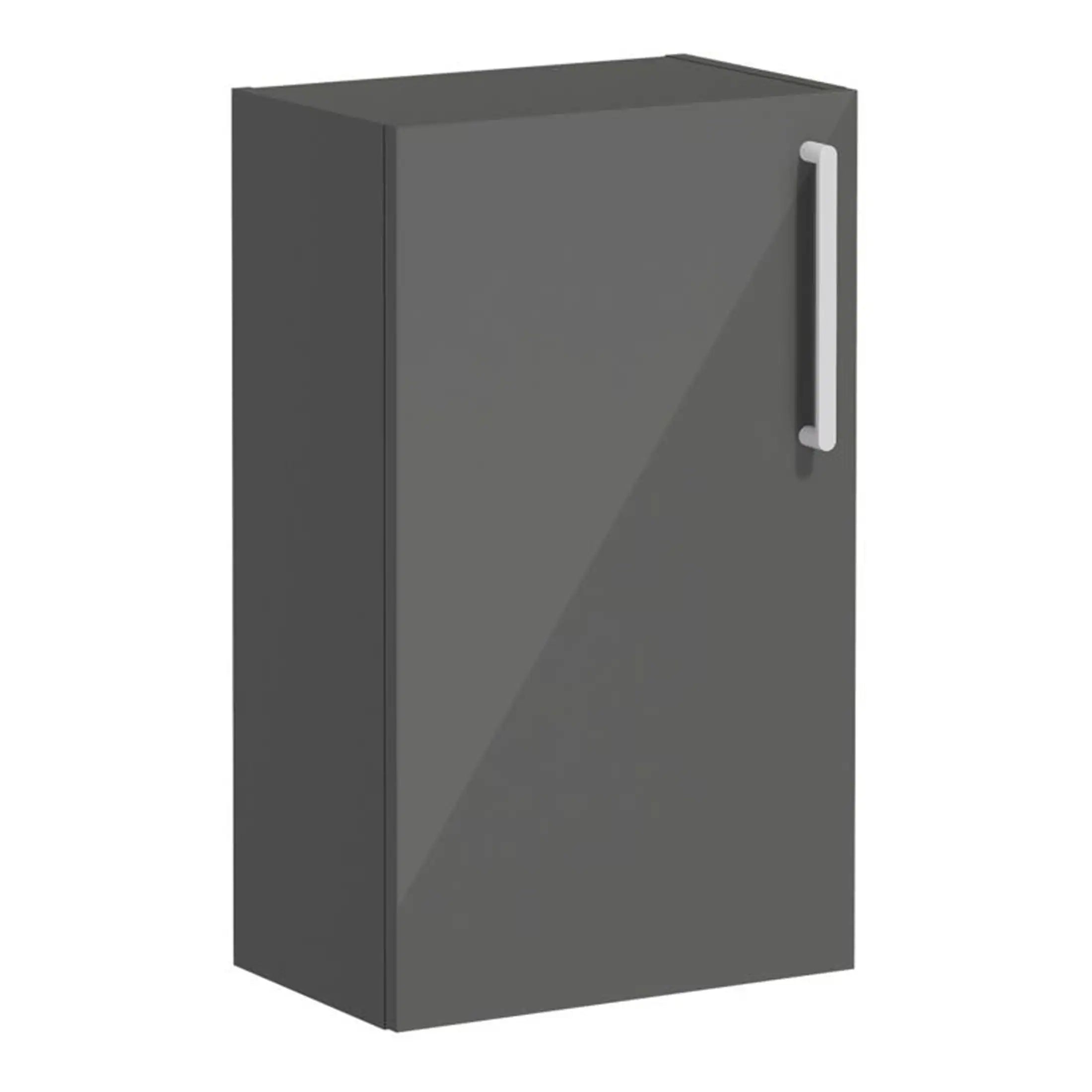 Stainless steel bathroom cabinet with sleek handle, ideal for modern bathrooms and storage solutions. Durable and stylish furniture piece for bathroom organisation.