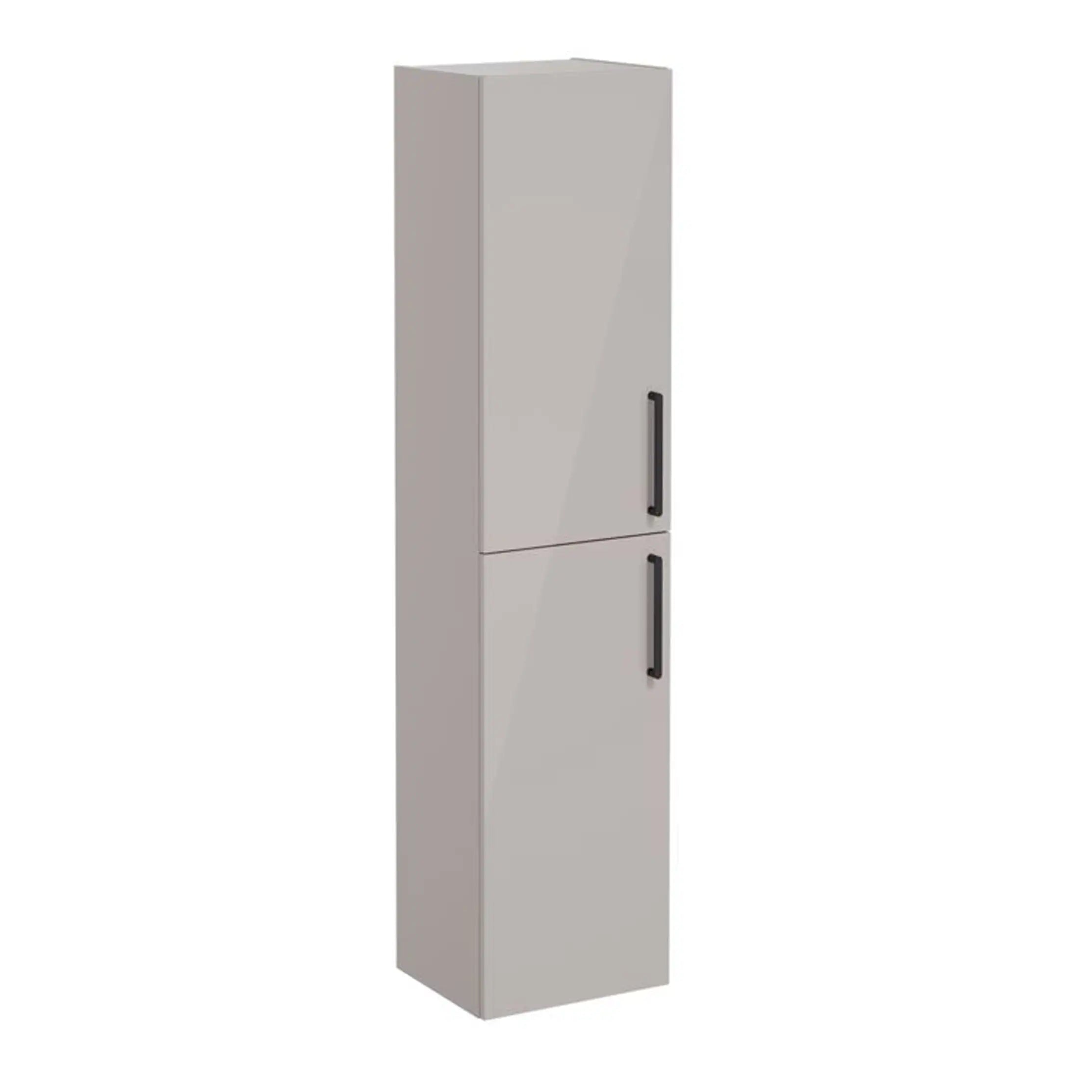 Sleek grey bathroom storage cabinet with dual doors, ideal for organising toiletries and essentials in modern bathrooms. Durable finish and practical design.
