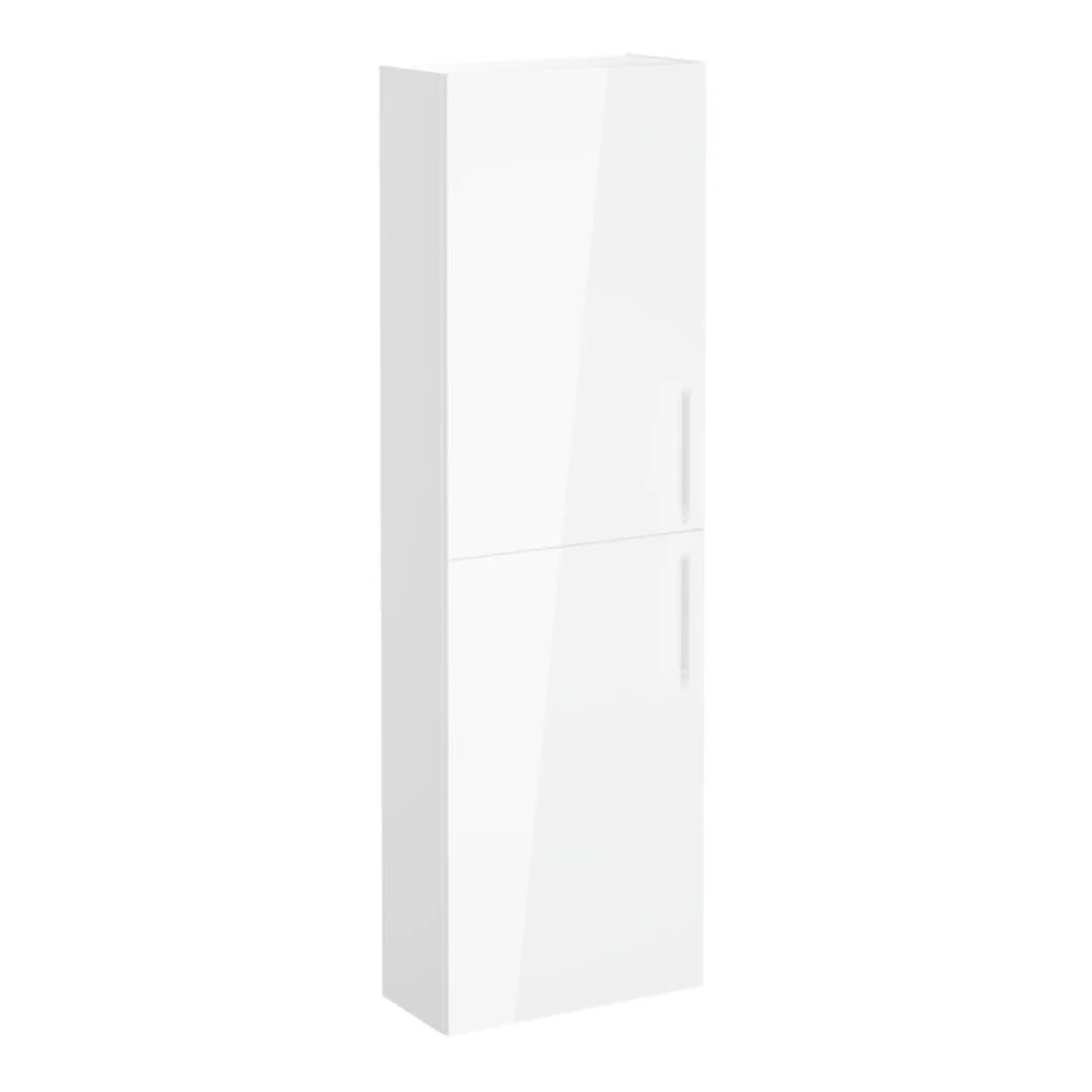Modern white bathroom tall storage cabinet for bathroom organisation and storage solutions. Durable, sleek design perfect for small or large bathrooms.