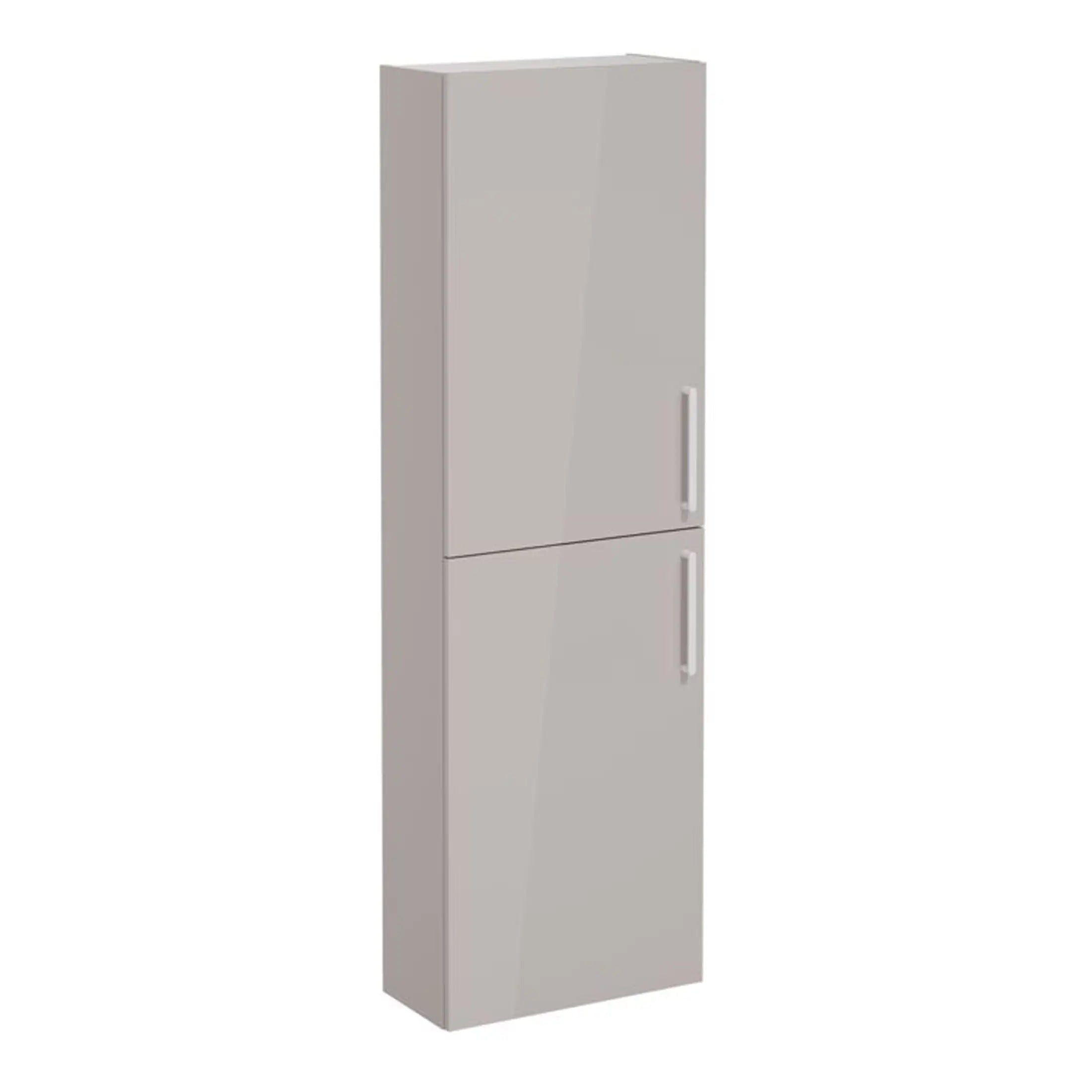Tall grey bathroom storage cabinet with sleek modern design, perfect for organising bathroom essentials and towels. Durable finish and contemporary style enhance your bathroom decor.