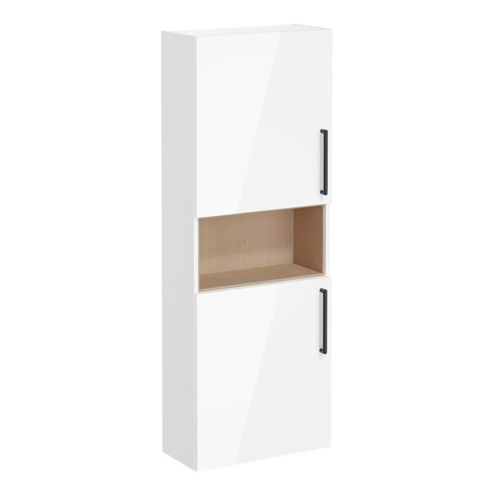 VitrA Root Flat 55cm 2 Door Semi-Tall Unit (LH Hinge) - Anthracite High Gloss