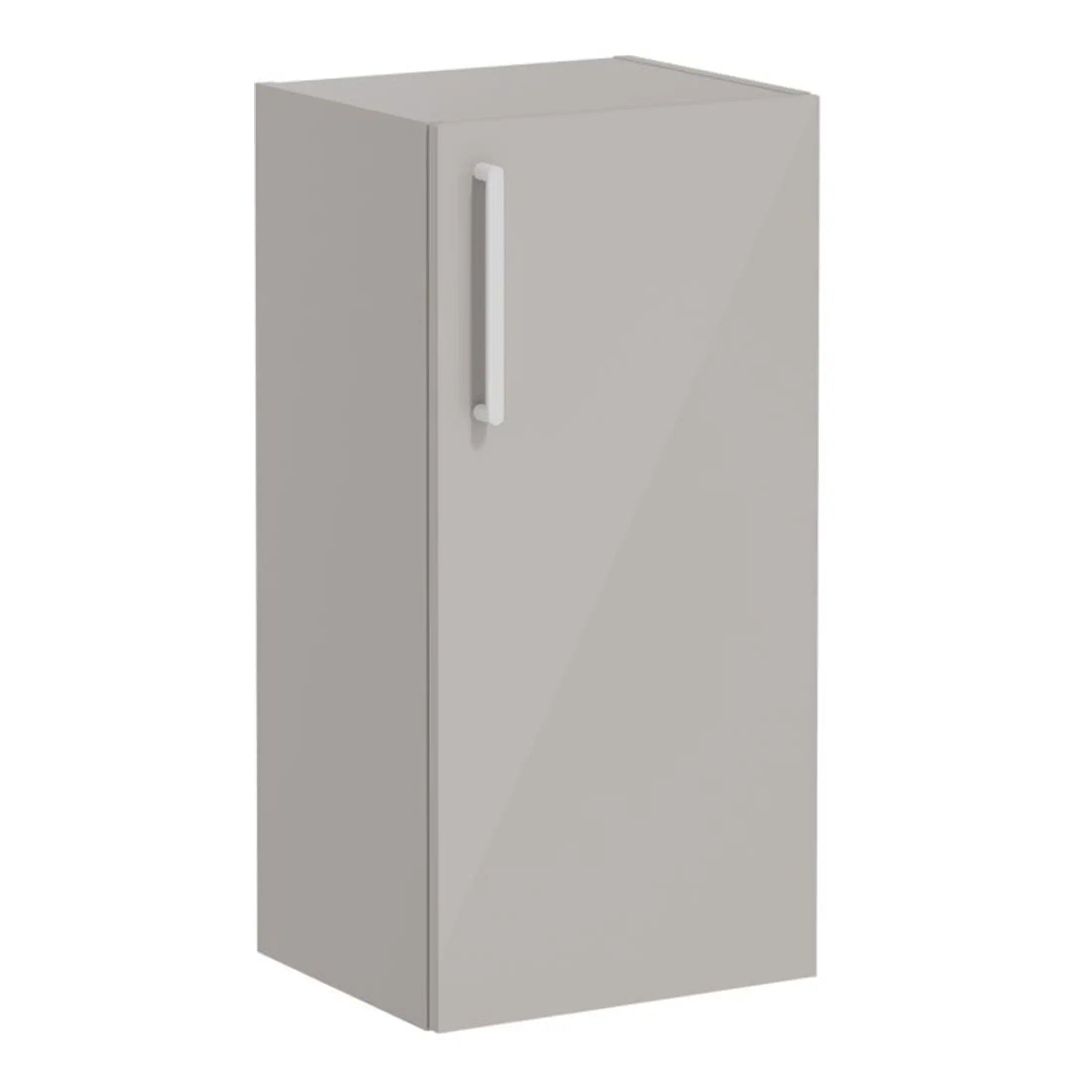 Sleek grey bathroom cabinet with modern handle, ideal for bathroom storage and organisation. Durable, stylish design perfect for contemporary bathroom renovations.