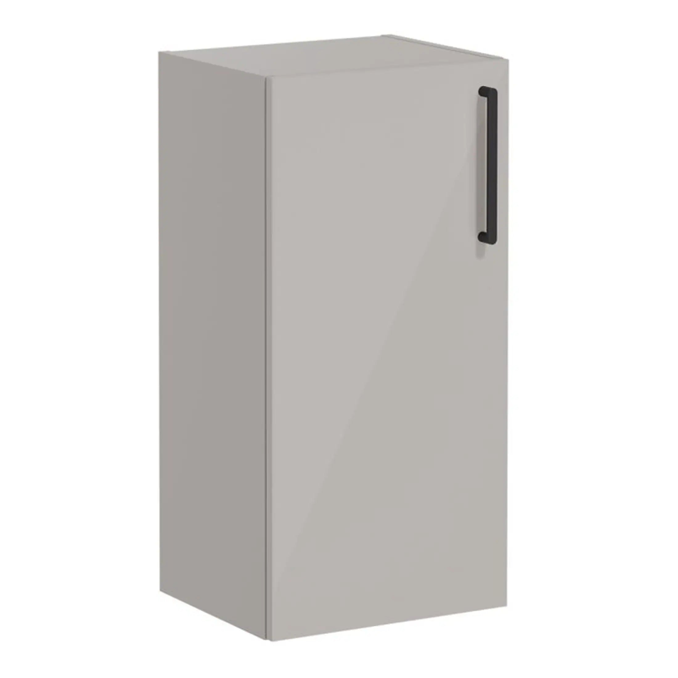 Locker storage cabinet for bathrooms, grey metal with black handle, ideal for bathroom organisation and storage solutions, durable and rust-resistant.
