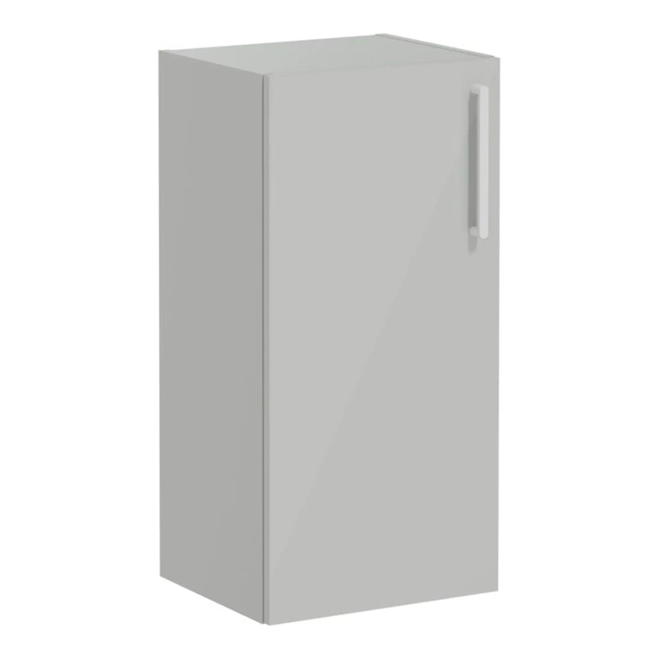 Industrial grey bathroom storage cabinet with a sleek handle, ideal for organising toiletries and essentials, perfect for modern bathroom design.