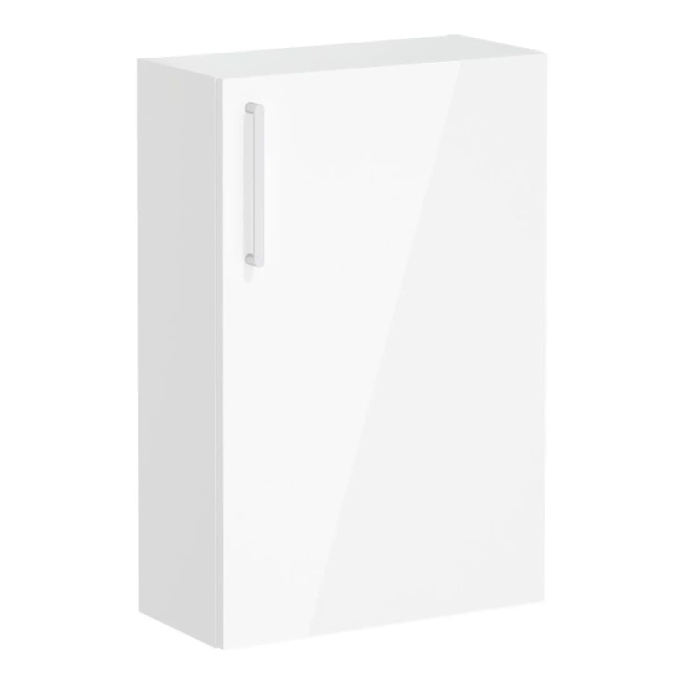 Slim white bathroom cabinet with a mirrored door and sleek handle, ideal for modern bathroom storage solutions, by Bubly Bathrooms.