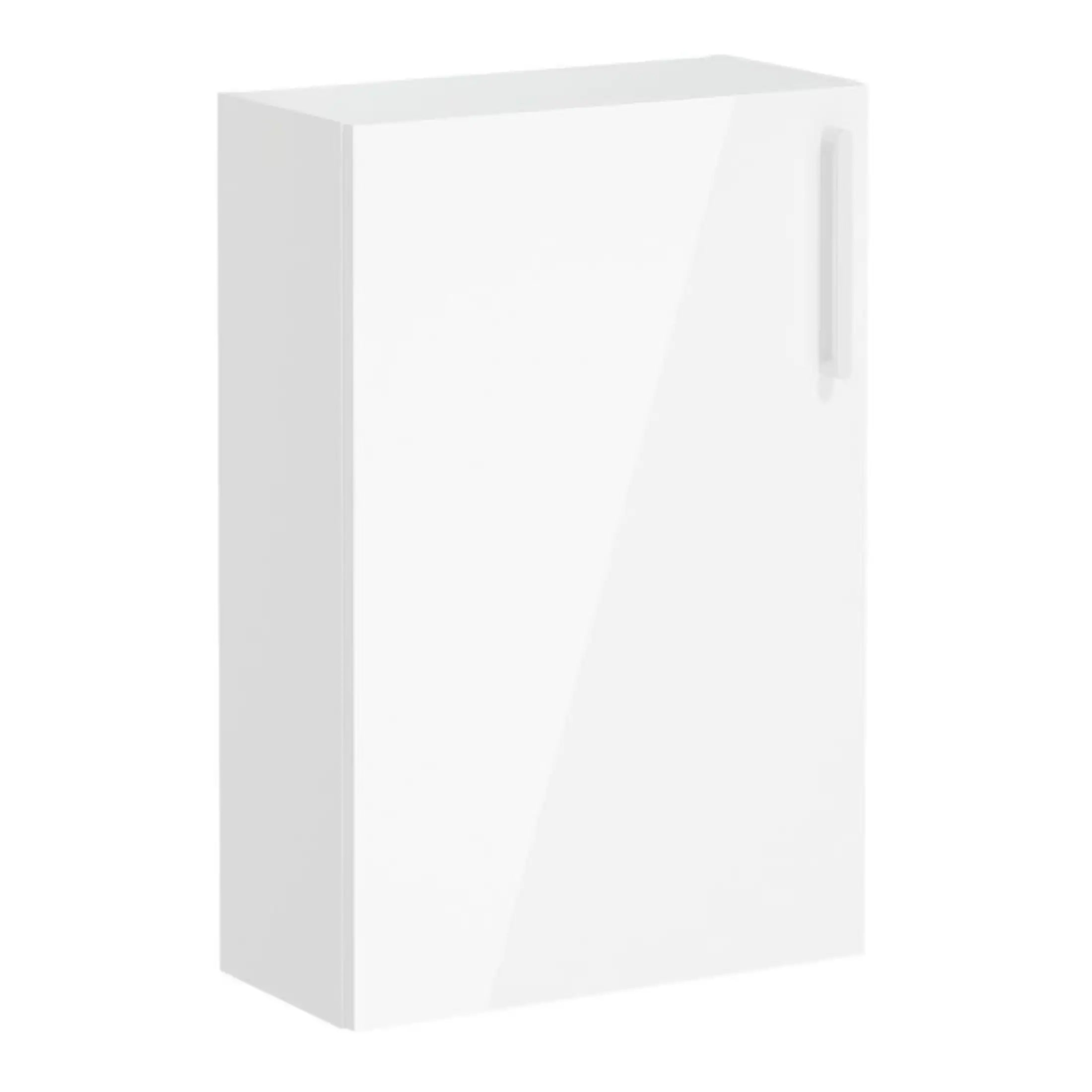 Sleek white bathroom mirror cabinet with handle, ideal for modern bathrooms for extra storage and style.