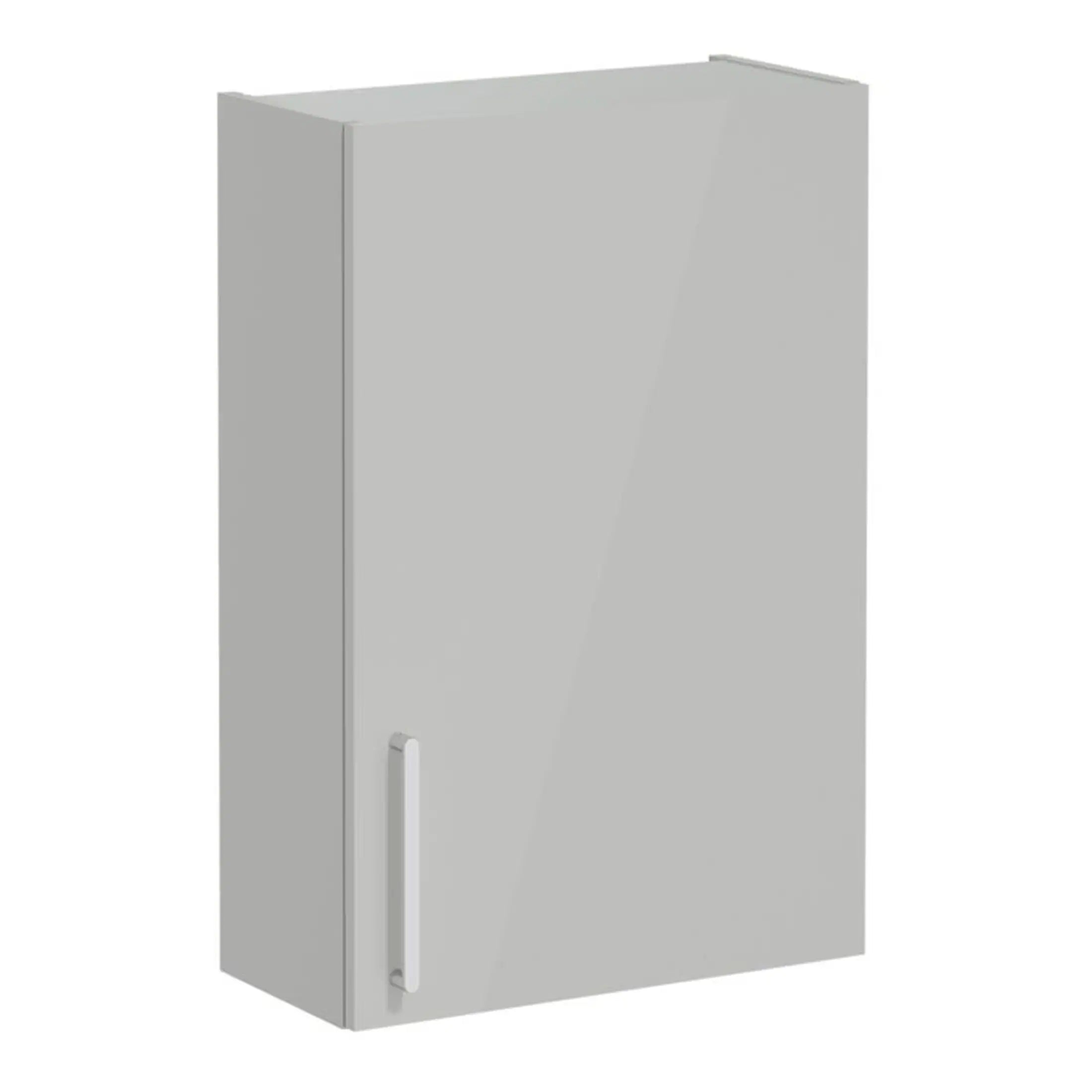 Silver bathroom storage cabinet with handle, ideal for modern bathrooms and waterproof for durability.