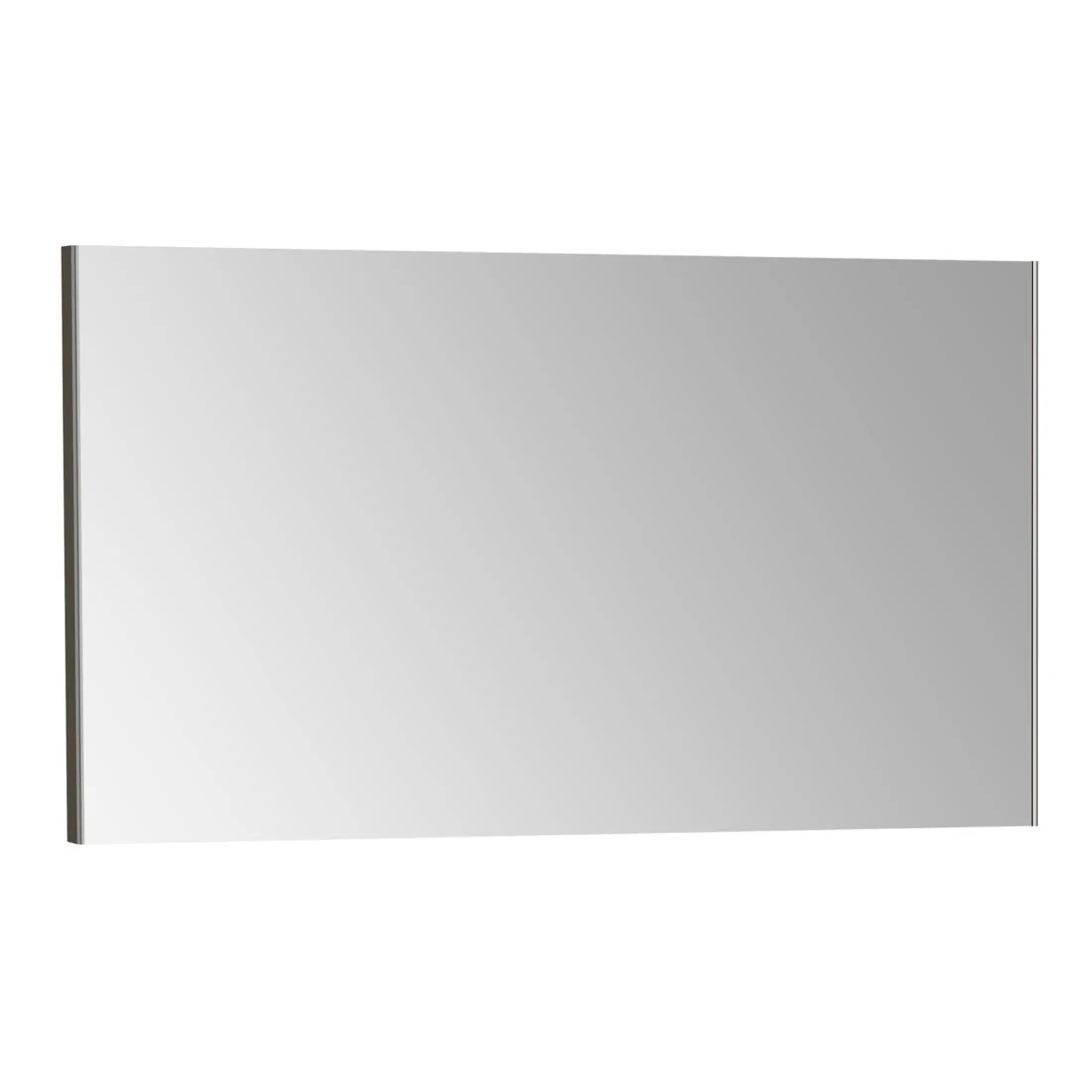 Modern minimalist bathroom mirror with sleek, frameless design for contemporary bathroom decor. Durable, high-quality finish, ideal for enhancing bathroom space and lighting.