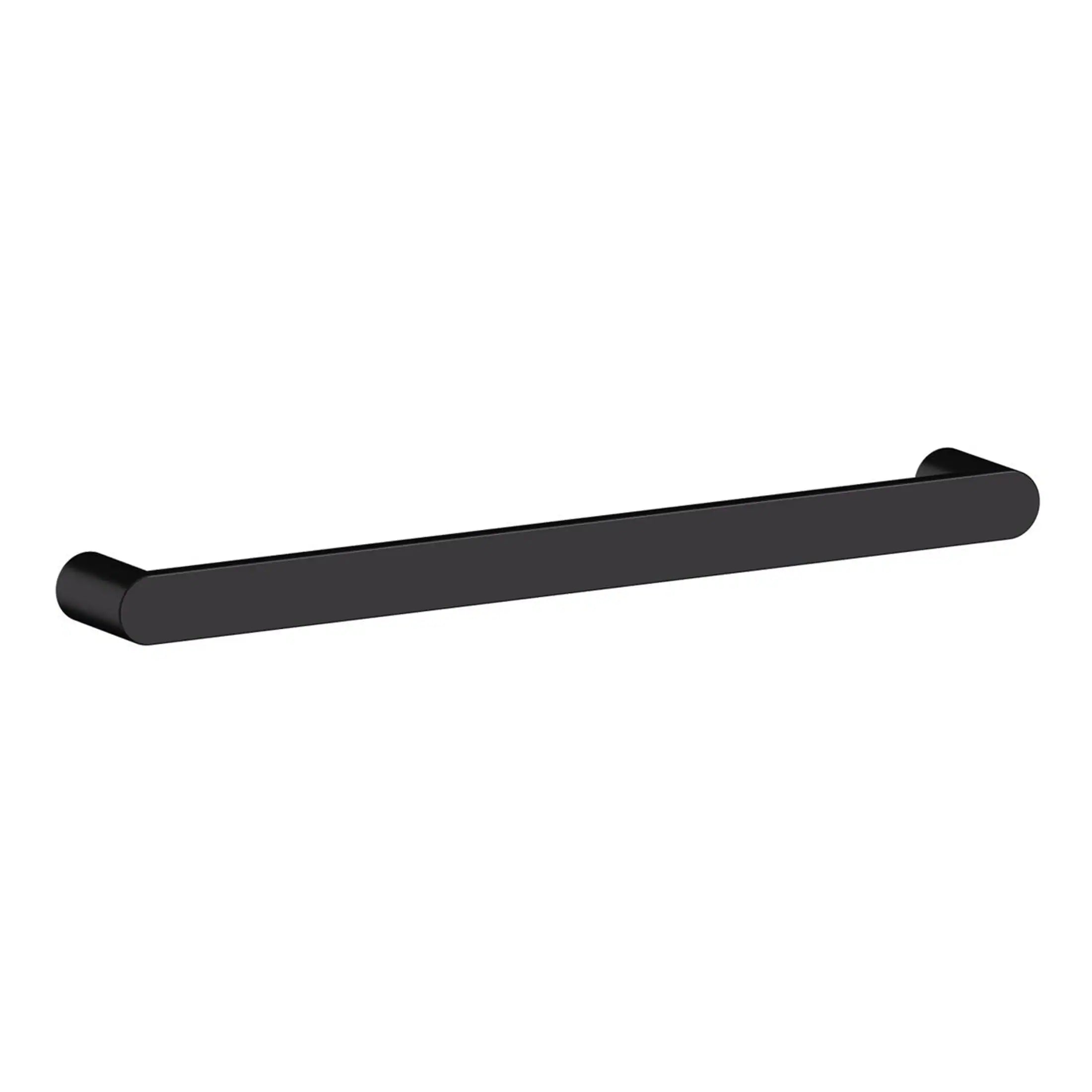 Sleek black bathroom towel rail with minimalist design, perfect for modern bathrooms, providing a stylish and practical addition for drying towels and enhancing bathroom decor.