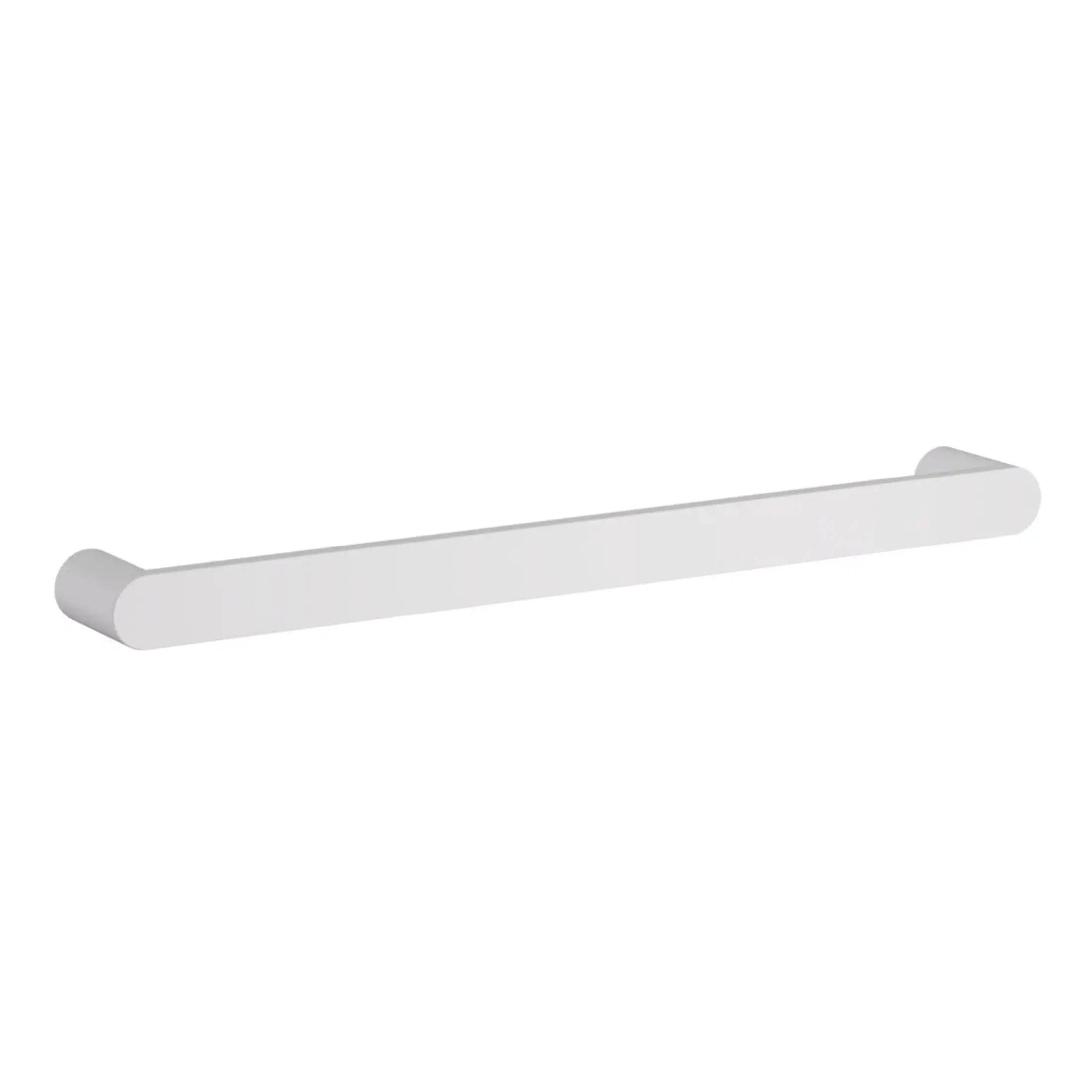 Smooth white bathroom towel rail for modern bathrooms, easy to install and rust-resistant, providing a sleek and functional towel storage solution. Perfect for contemporary bathroom designs.