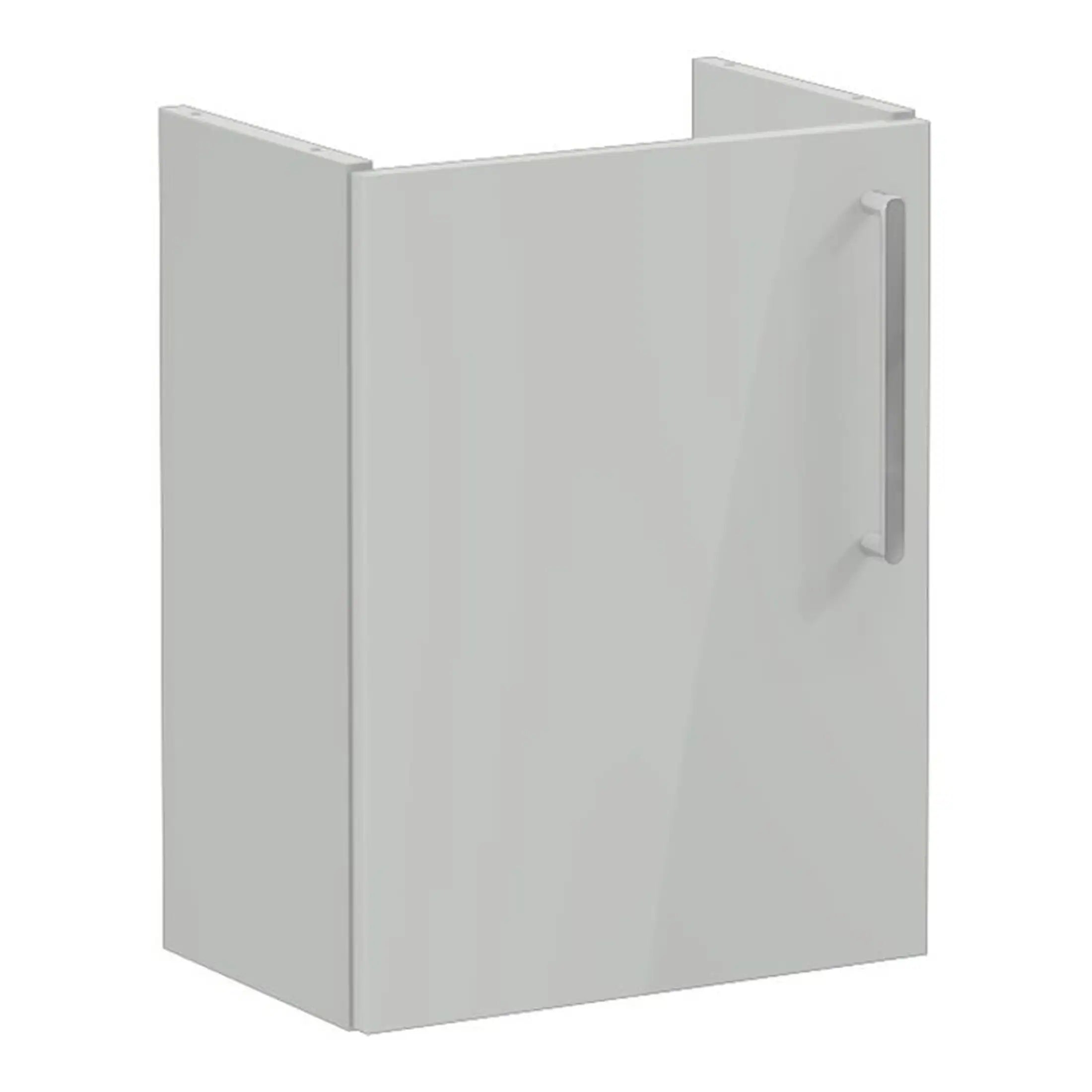 White bathroom cabinet with a sleek handle, designed for modern bathroom storage solutions, made from durable materials, ideal for organisation and space optimisation.