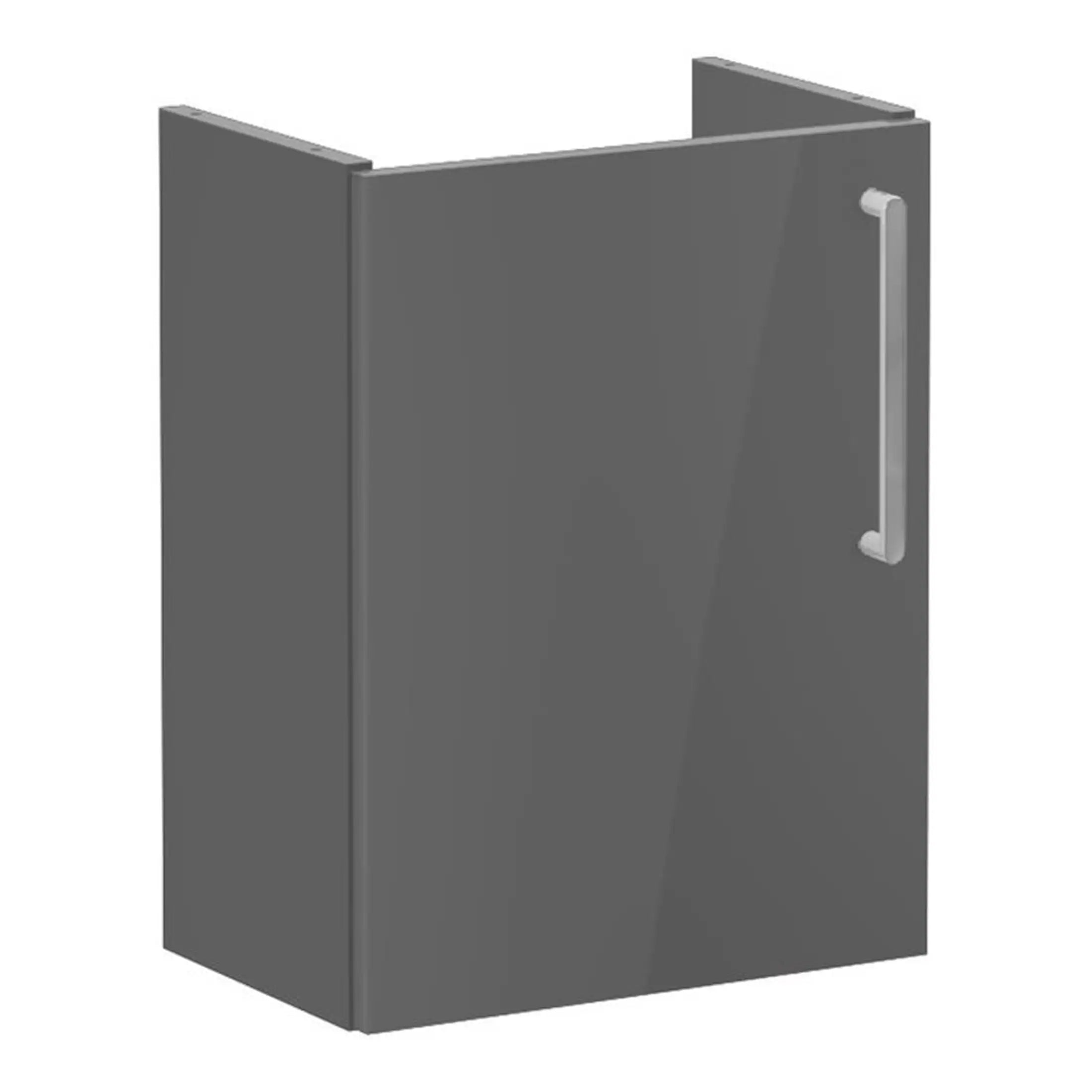 Stainless steel shower enclosure with handle, modern bathroom design, waterproof bathroom furniture, durable and sleek shower cabinet from Bubly Bathrooms.