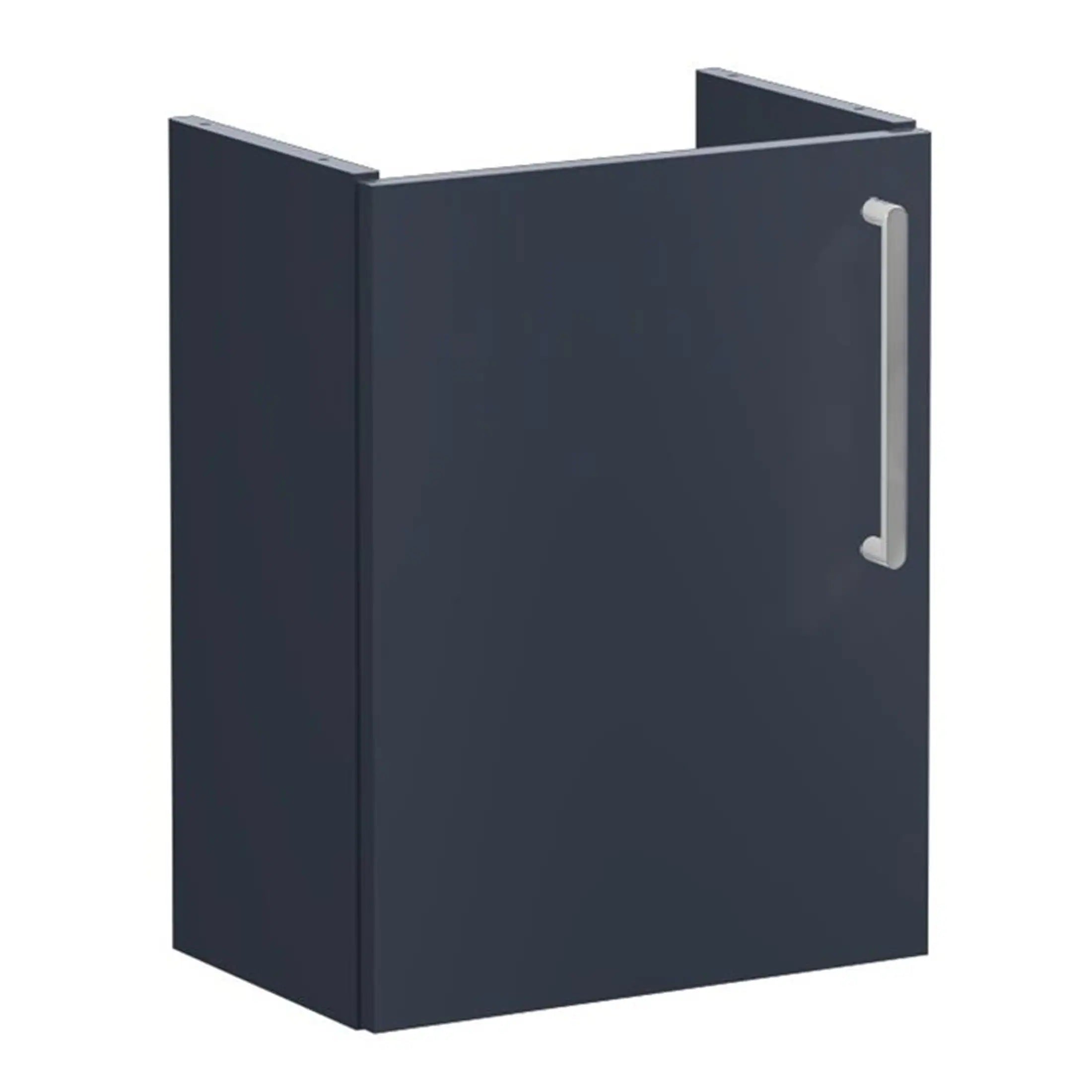 Modern black bathroom cabinet with silver handle, ideal for bathroom storage and organisation. Sleek, minimalist design perfect for contemporary bathroom decor.